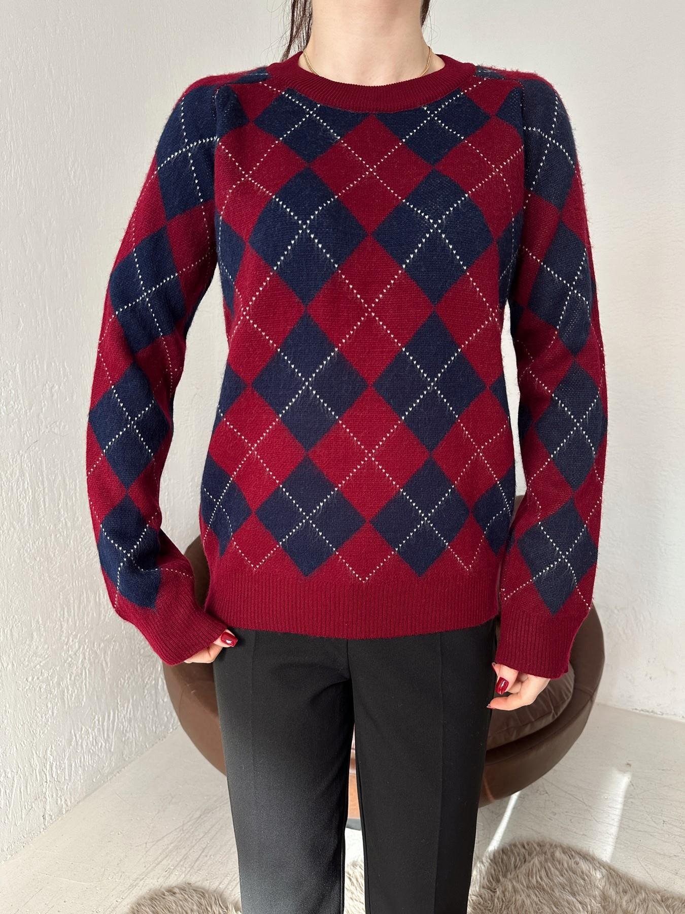 Baklava Desen Kazak BORDO-LACİ