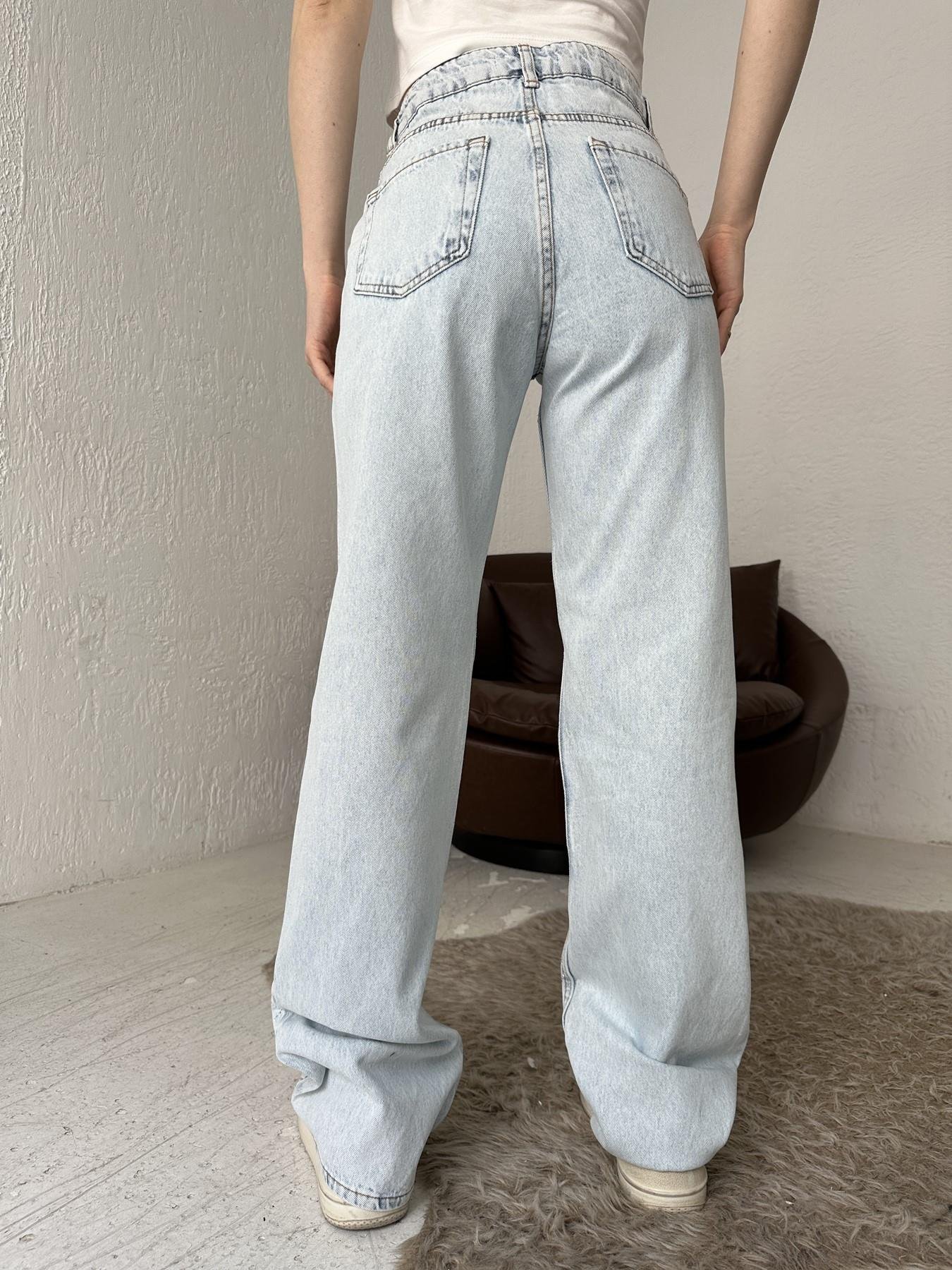 Baklava Desen Taşlı Jean BUZ KAR