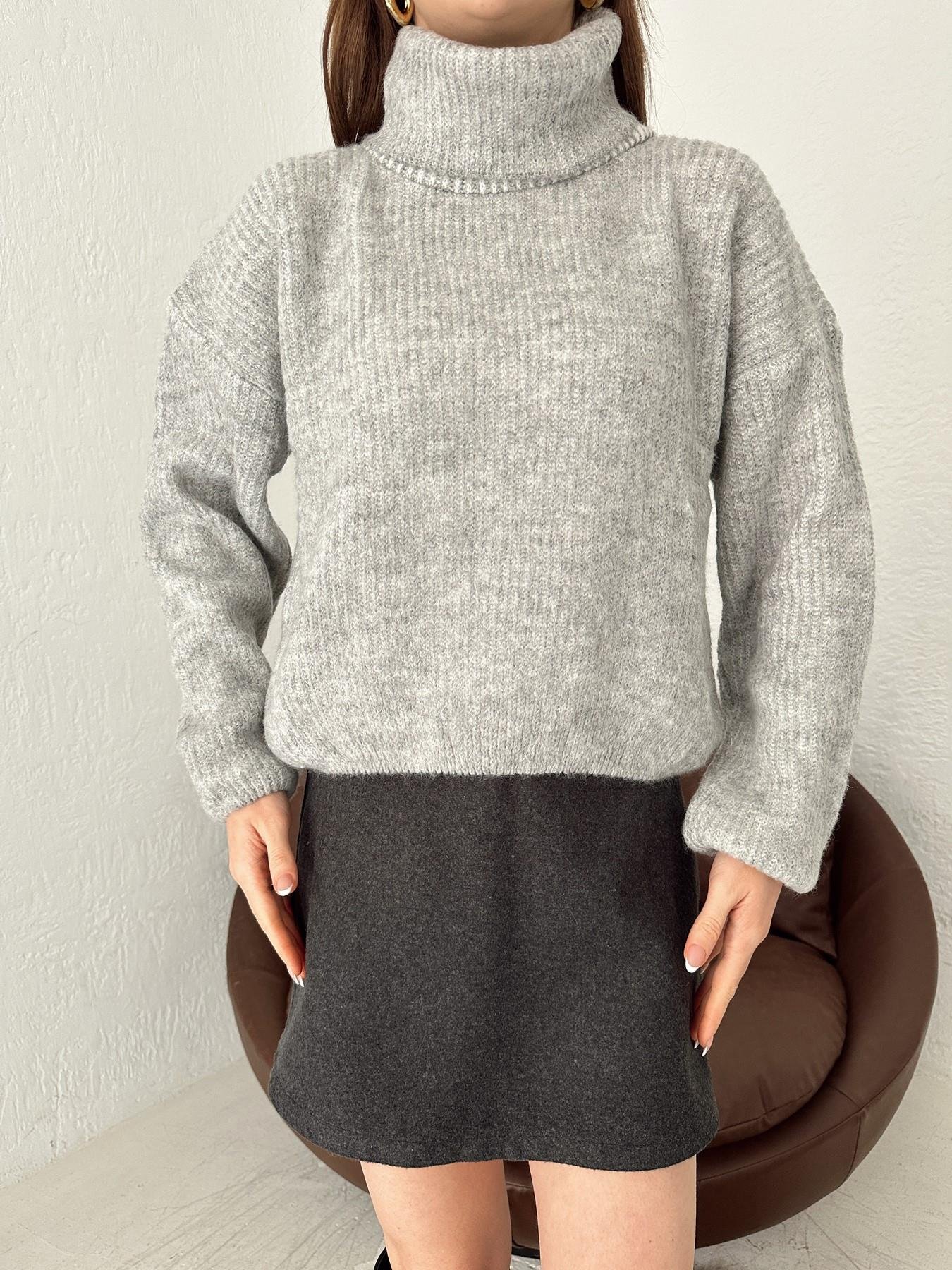 Balıkçı Yaka Crop Triko GRİ