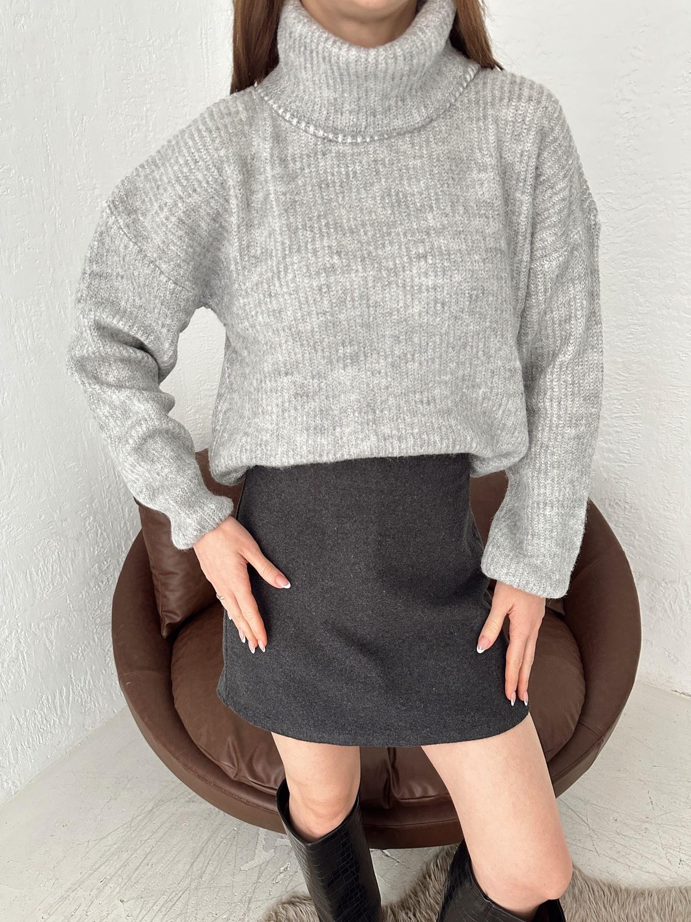 Balıkçı Yaka Crop Triko GRİ