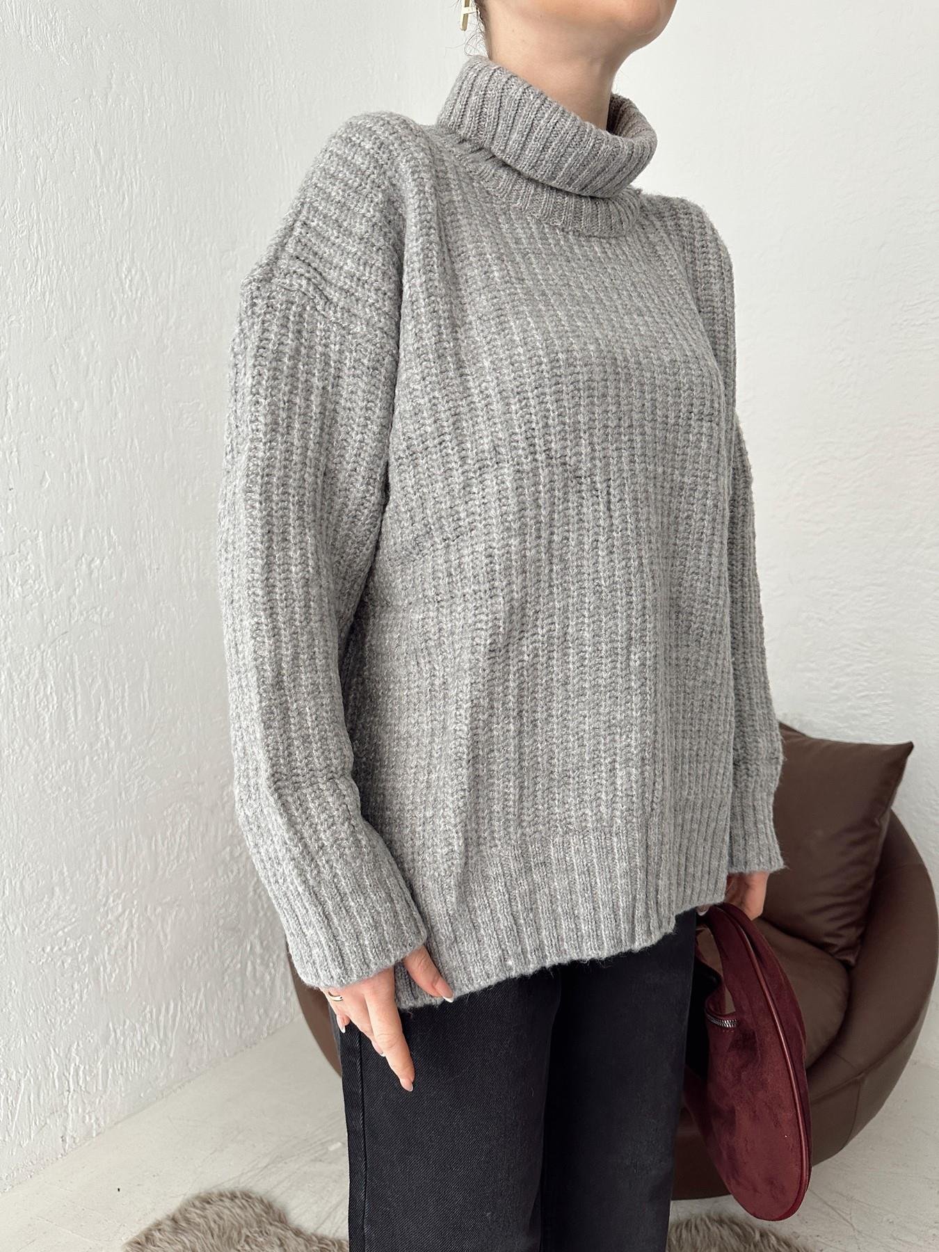 Balıkçı Yaka Kazak GRİ