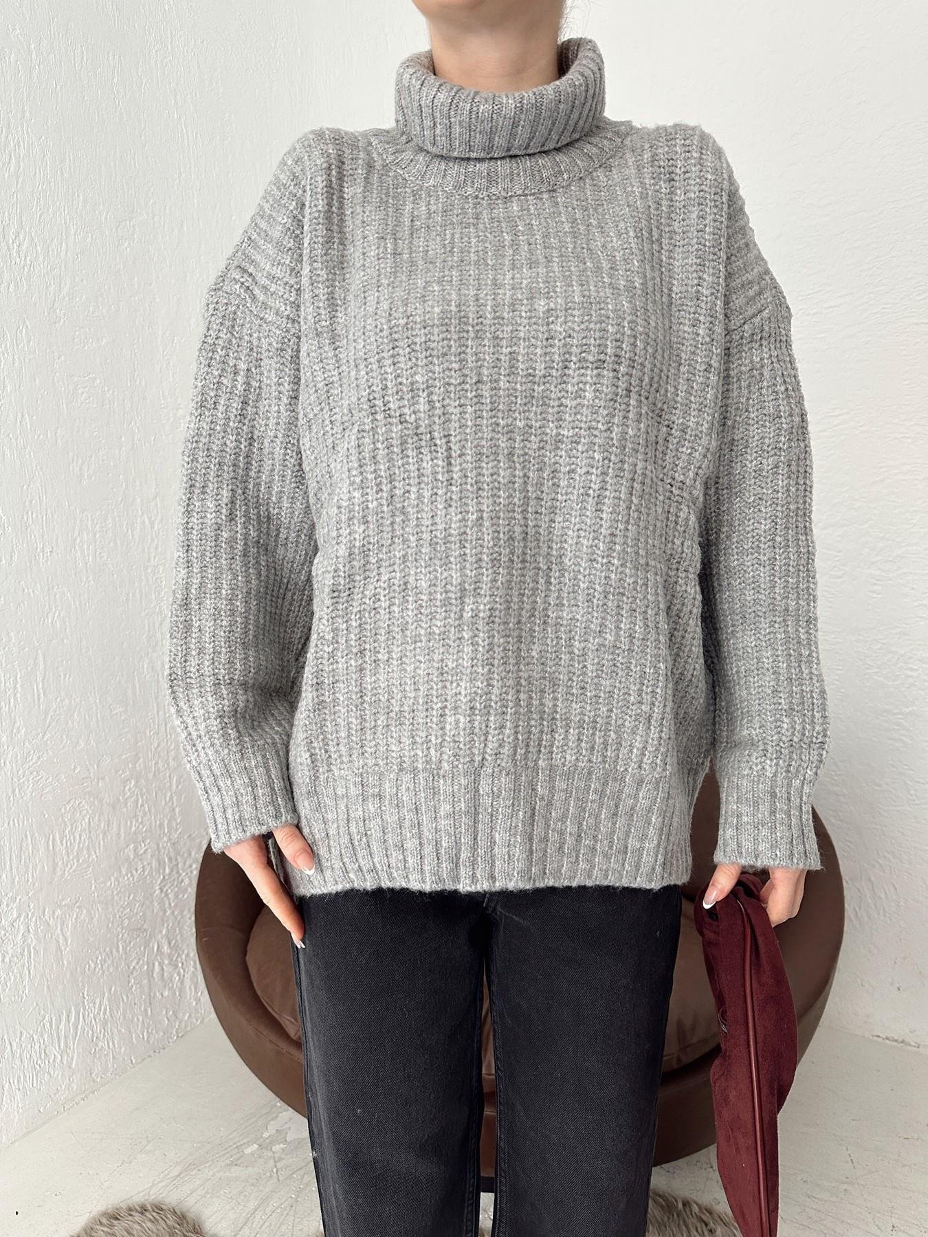 Balıkçı Yaka Kazak GRİ