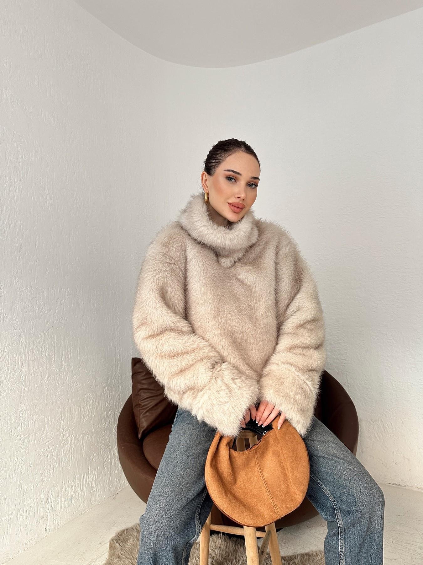 Balıkçı Yaka Kürk Sweatshirt TAŞ