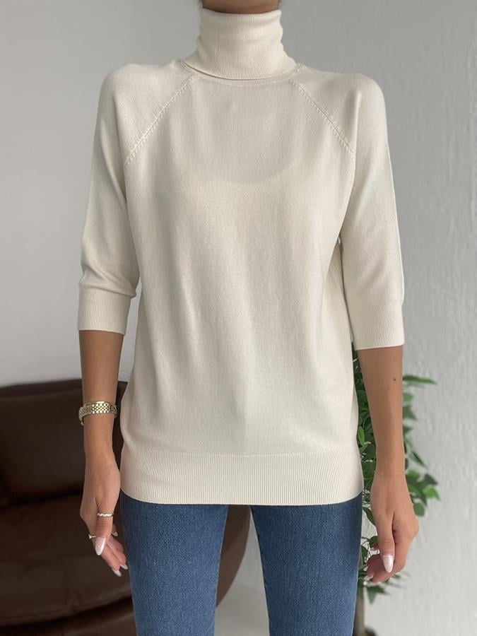 Balıkçı Yarım Kol Triko KREM