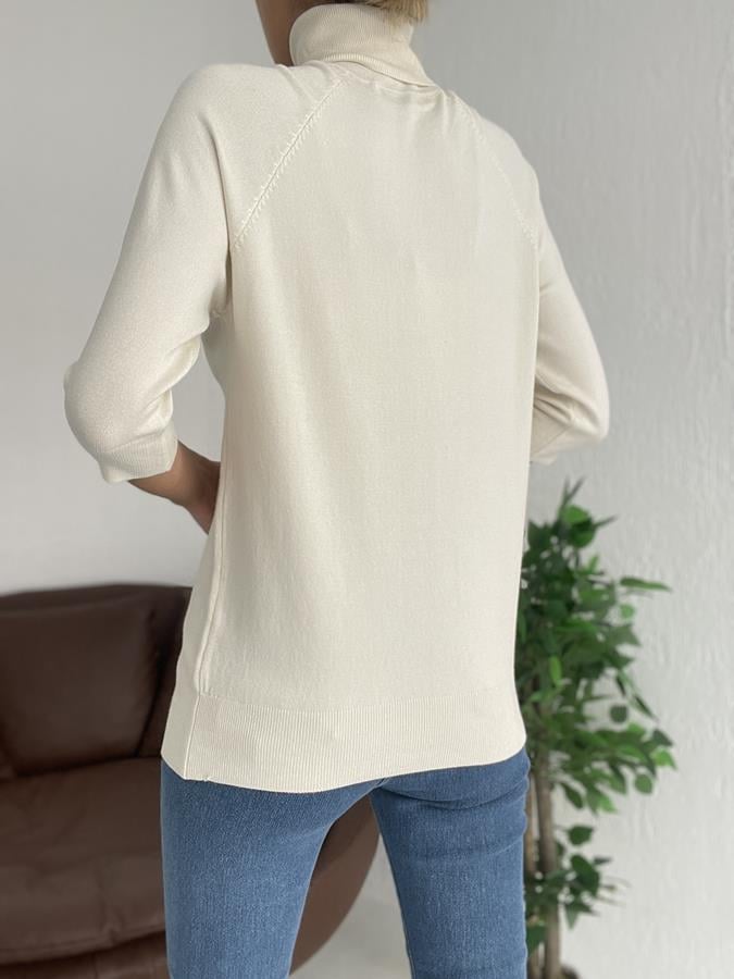 Balıkçı Yarım Kol Triko KREM