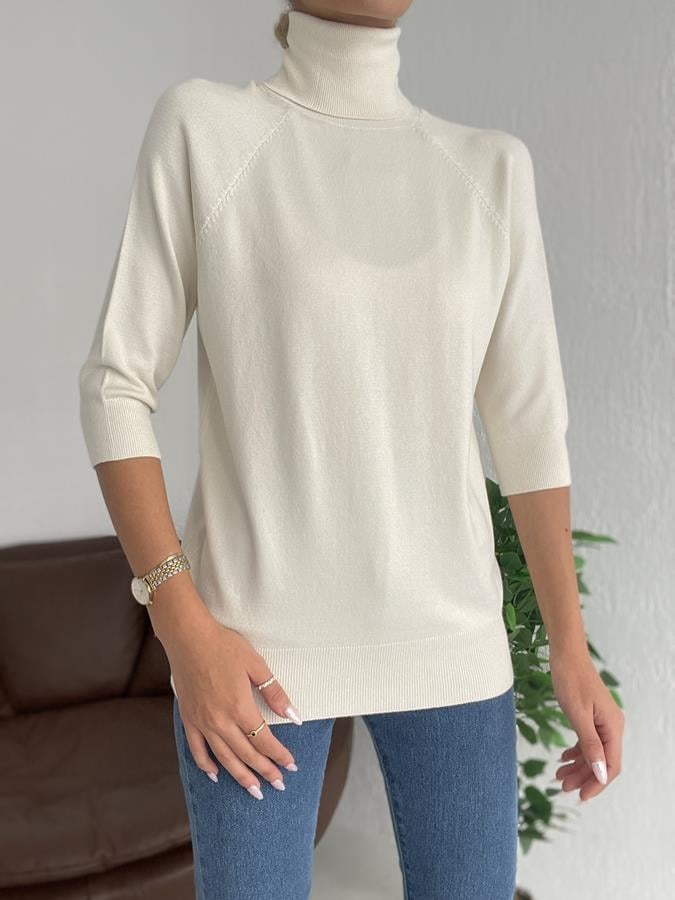 Balıkçı Yarım Kol Triko KREM