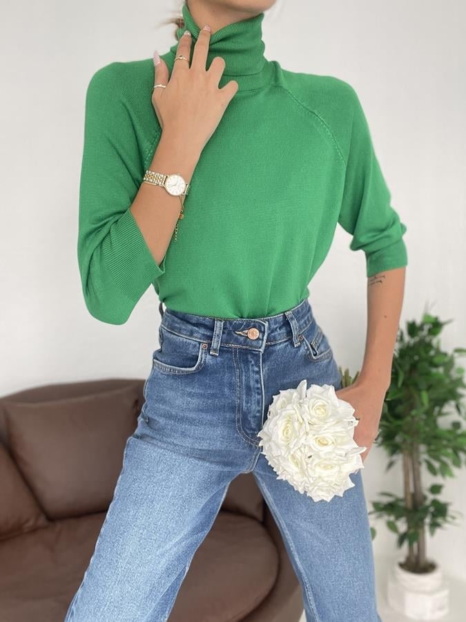 Balıkçı Yarım Kol Triko YEŞİL