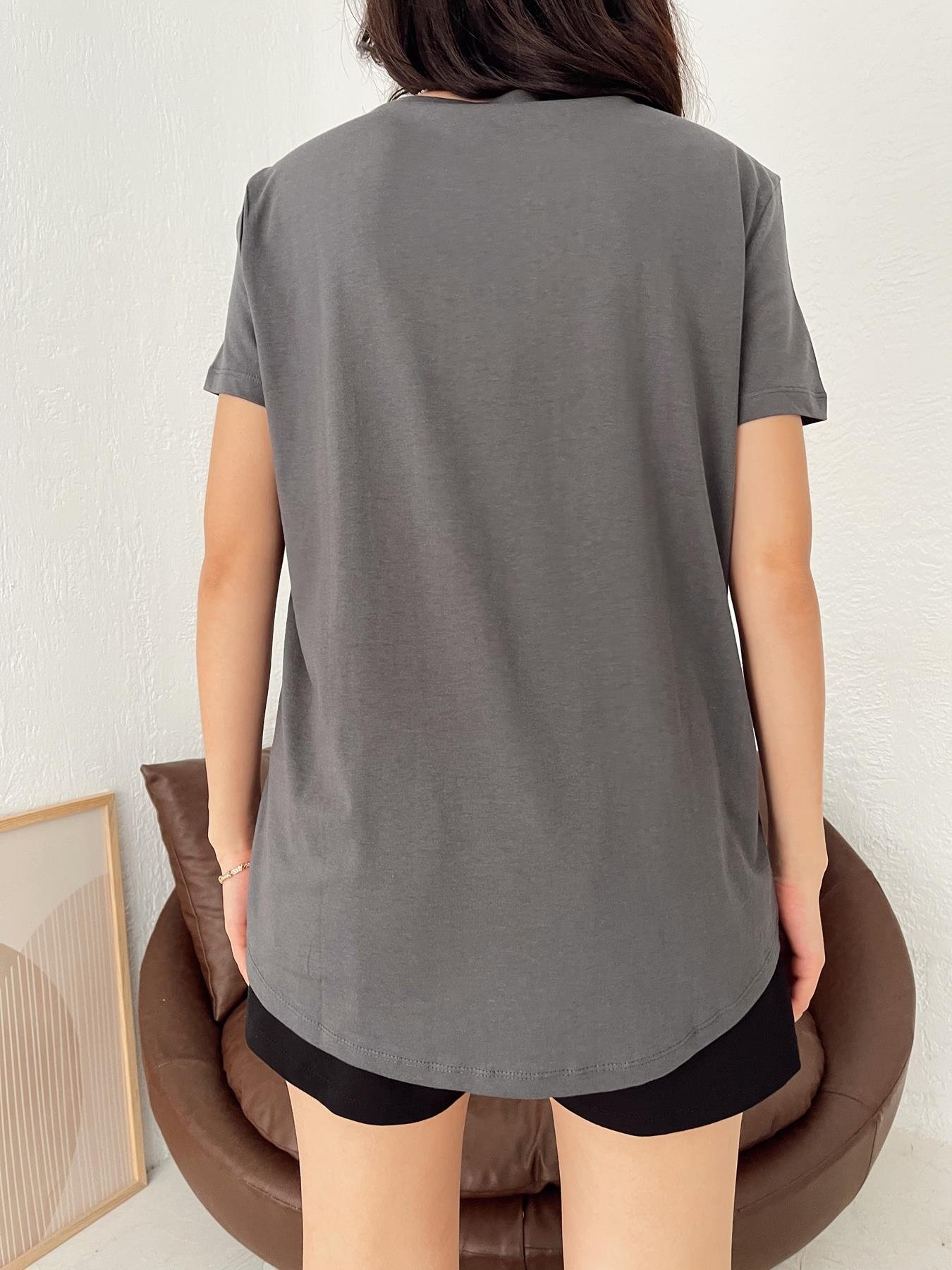 Basic Arkası Uzun Tişört ANTRASİT