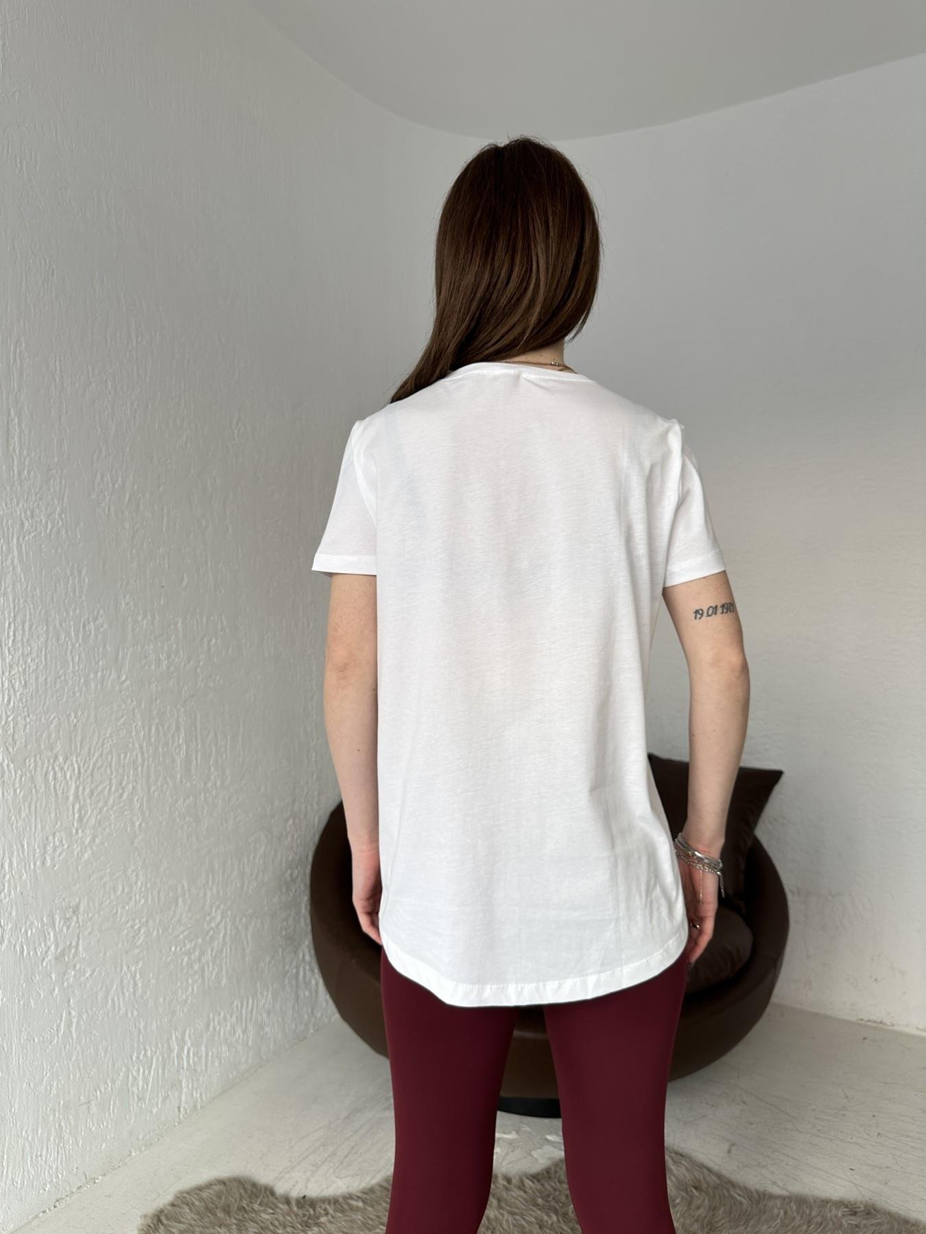 Basic Arkası Uzun Tişört BEYAZ