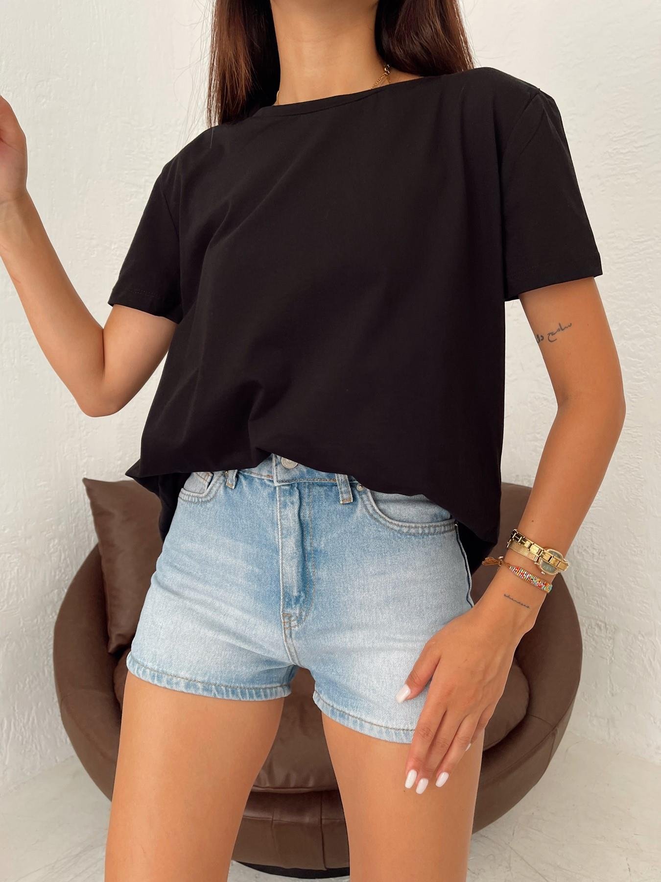 Basic Arkası Uzun Tişört SİYAH