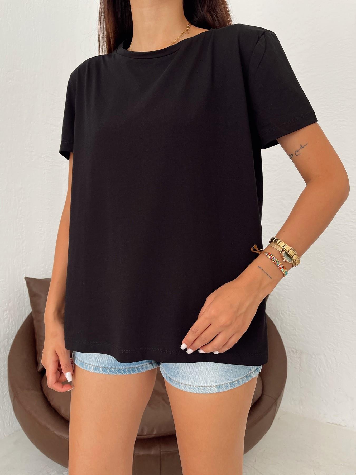 Basic Arkası Uzun Tişört SİYAH