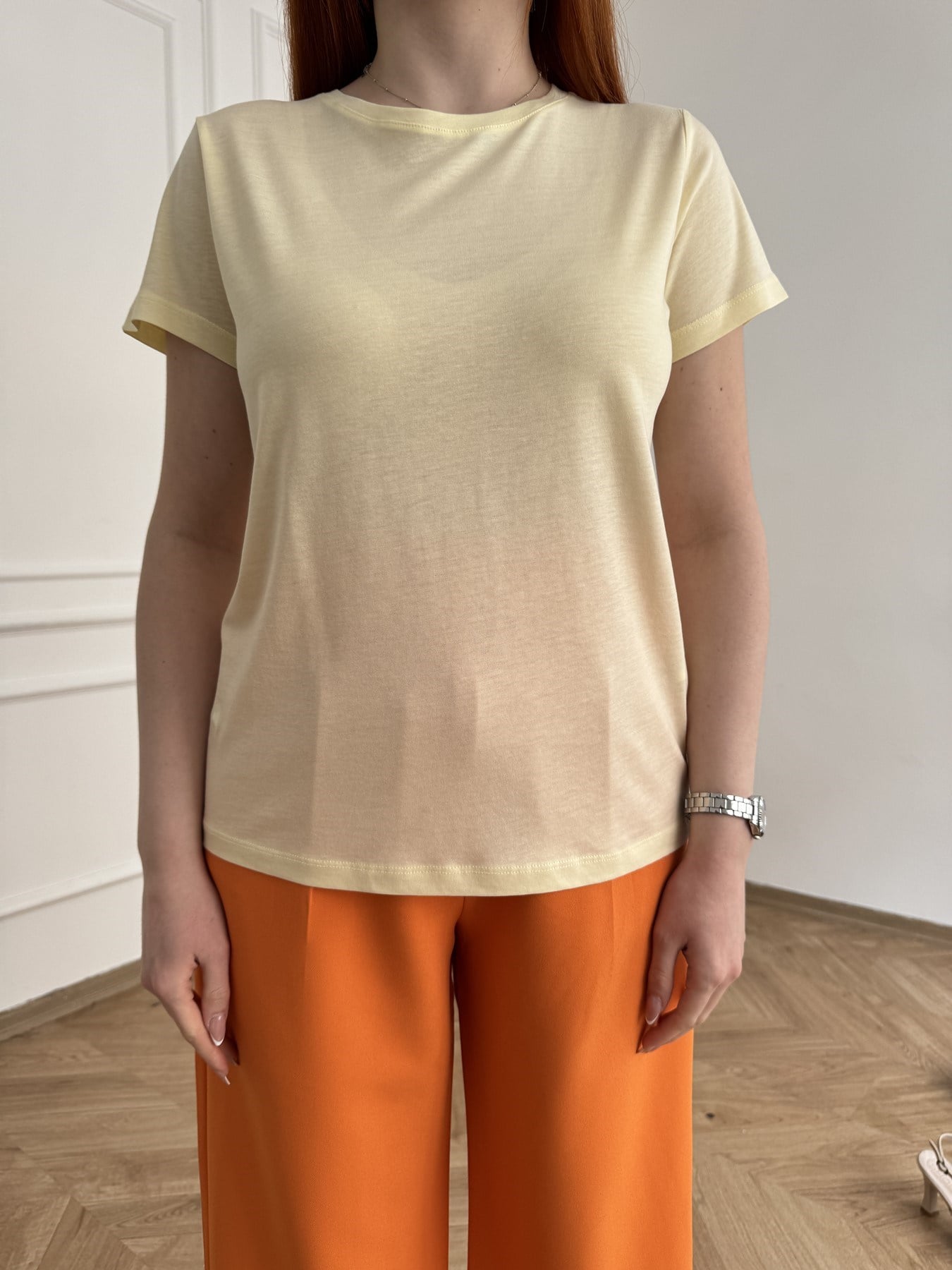 Basic Kısa Kol T-shirt Açık sarı
