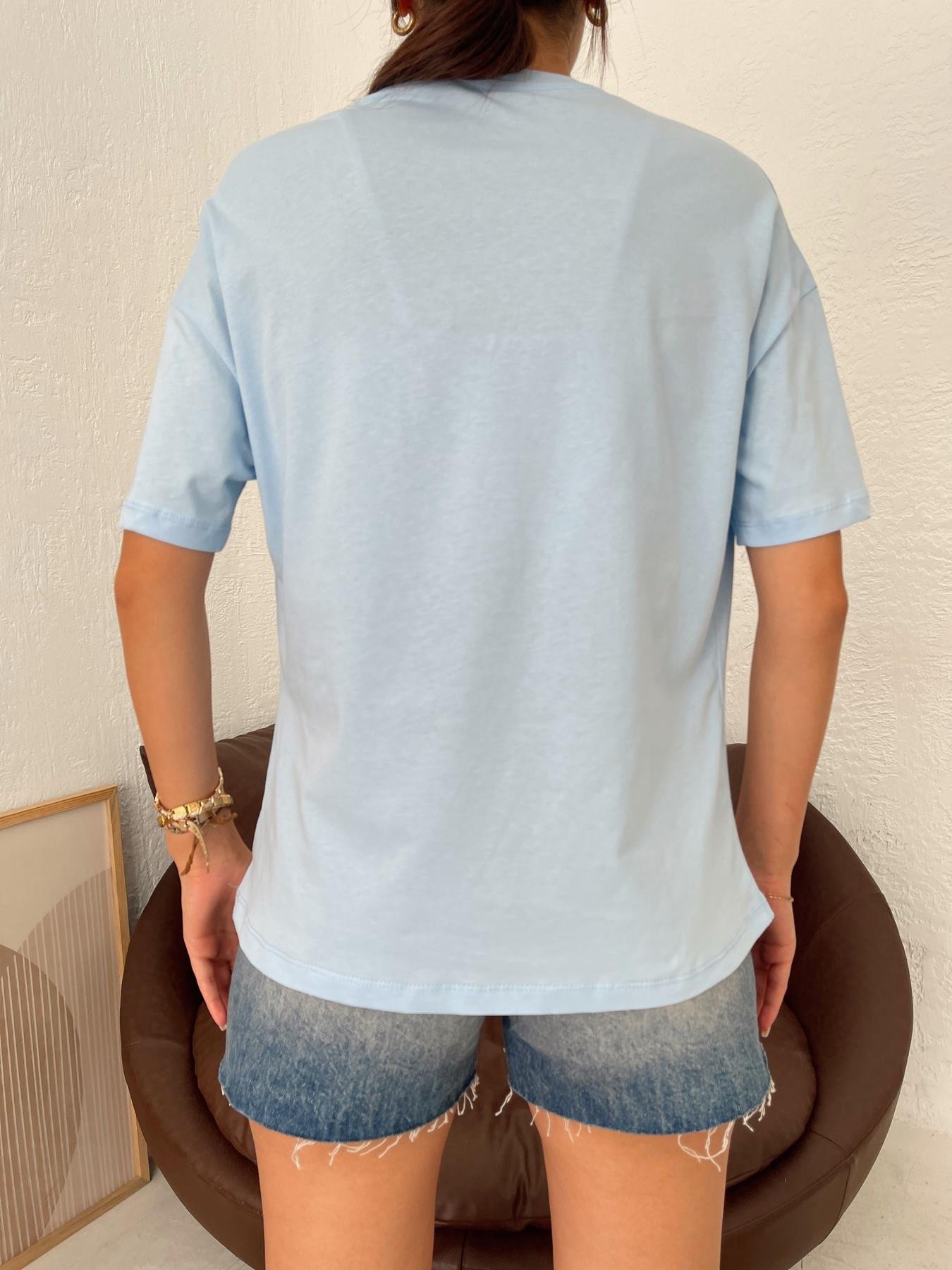 Basic Yıkamalı Tişört AÇIK MAVİ