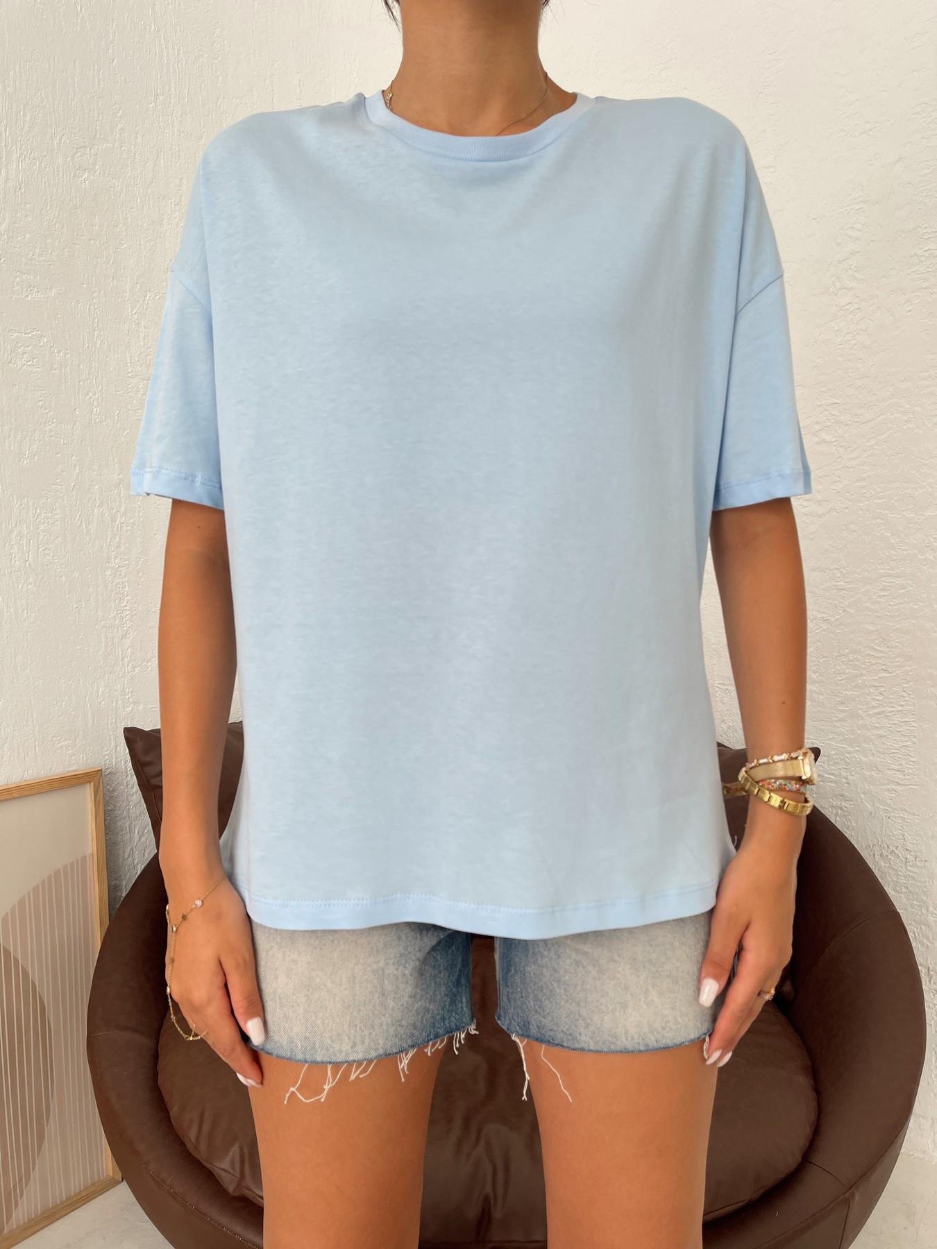 Basic Yıkamalı Tişört AÇIK MAVİ