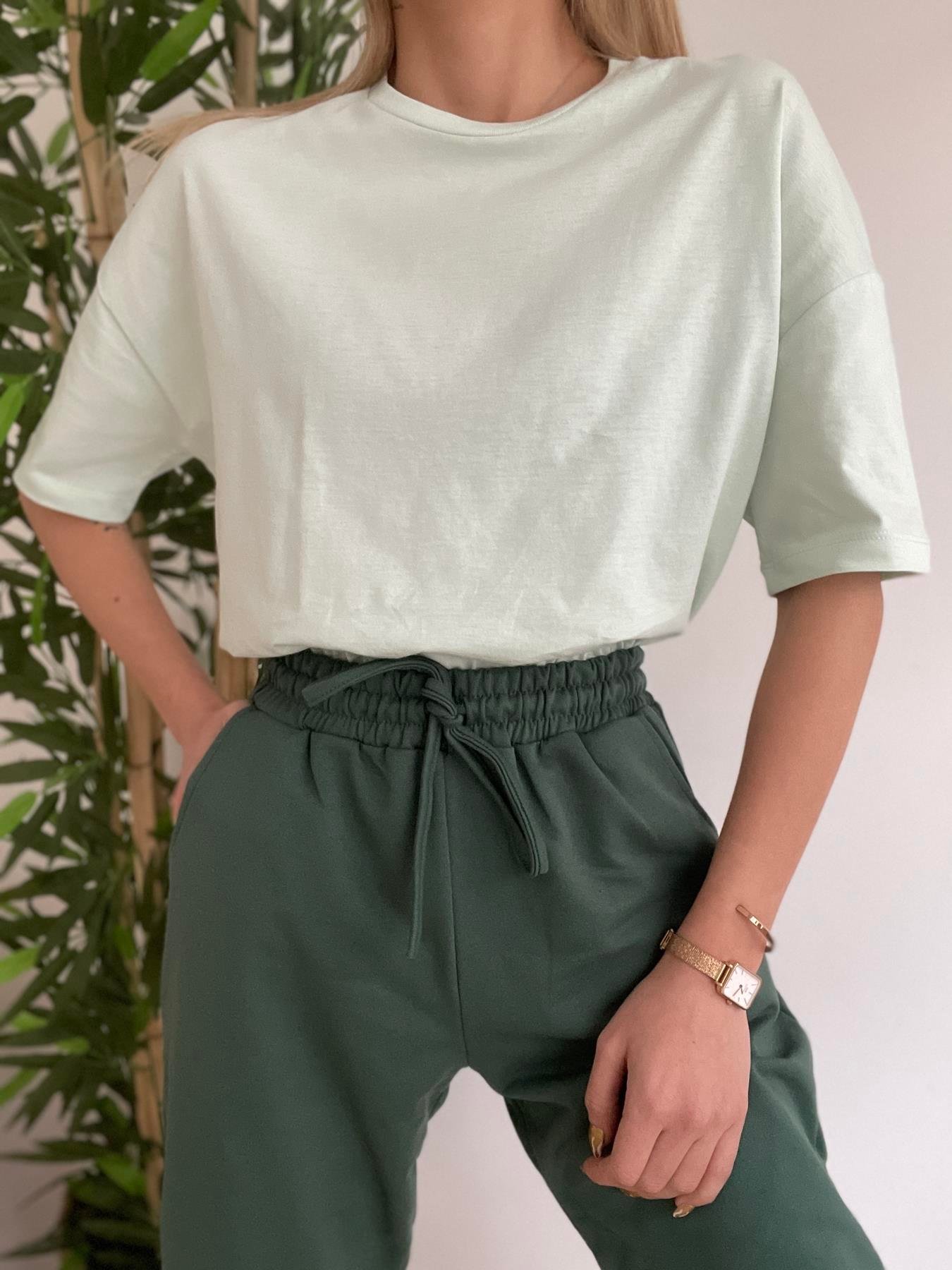 Basic Yıkamalı Tişört AÇIK YEŞİL