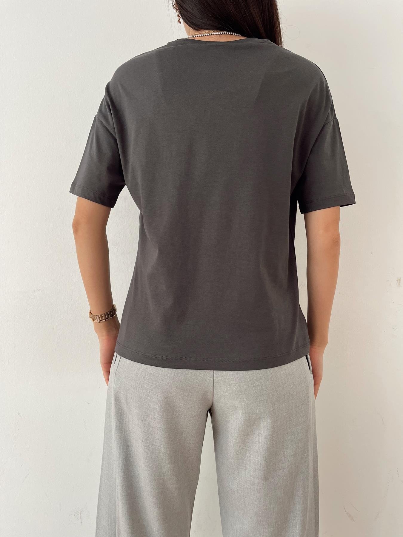 Basic Yıkamalı Tişört ANTRASİT