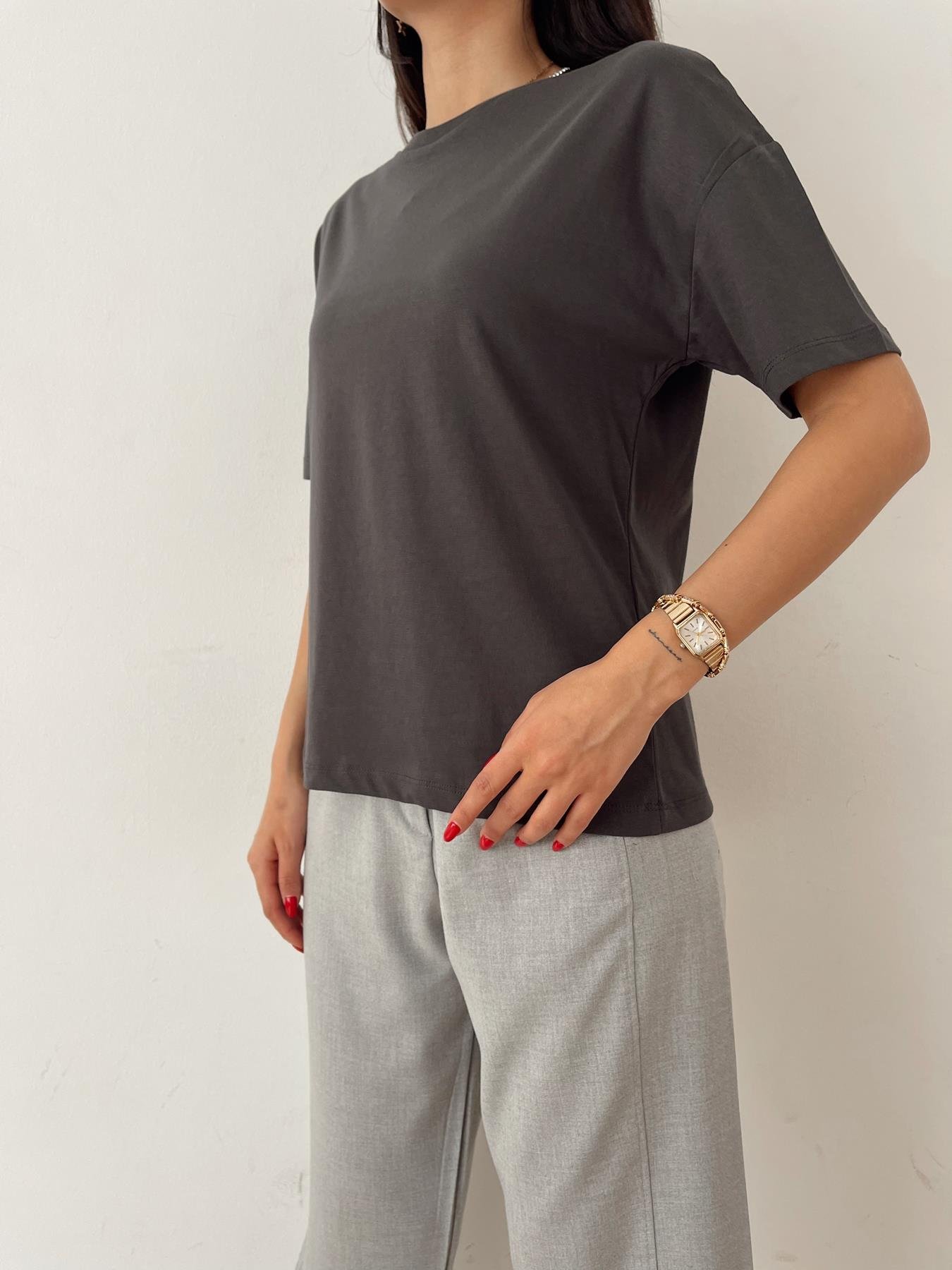 Basic Yıkamalı Tişört ANTRASİT