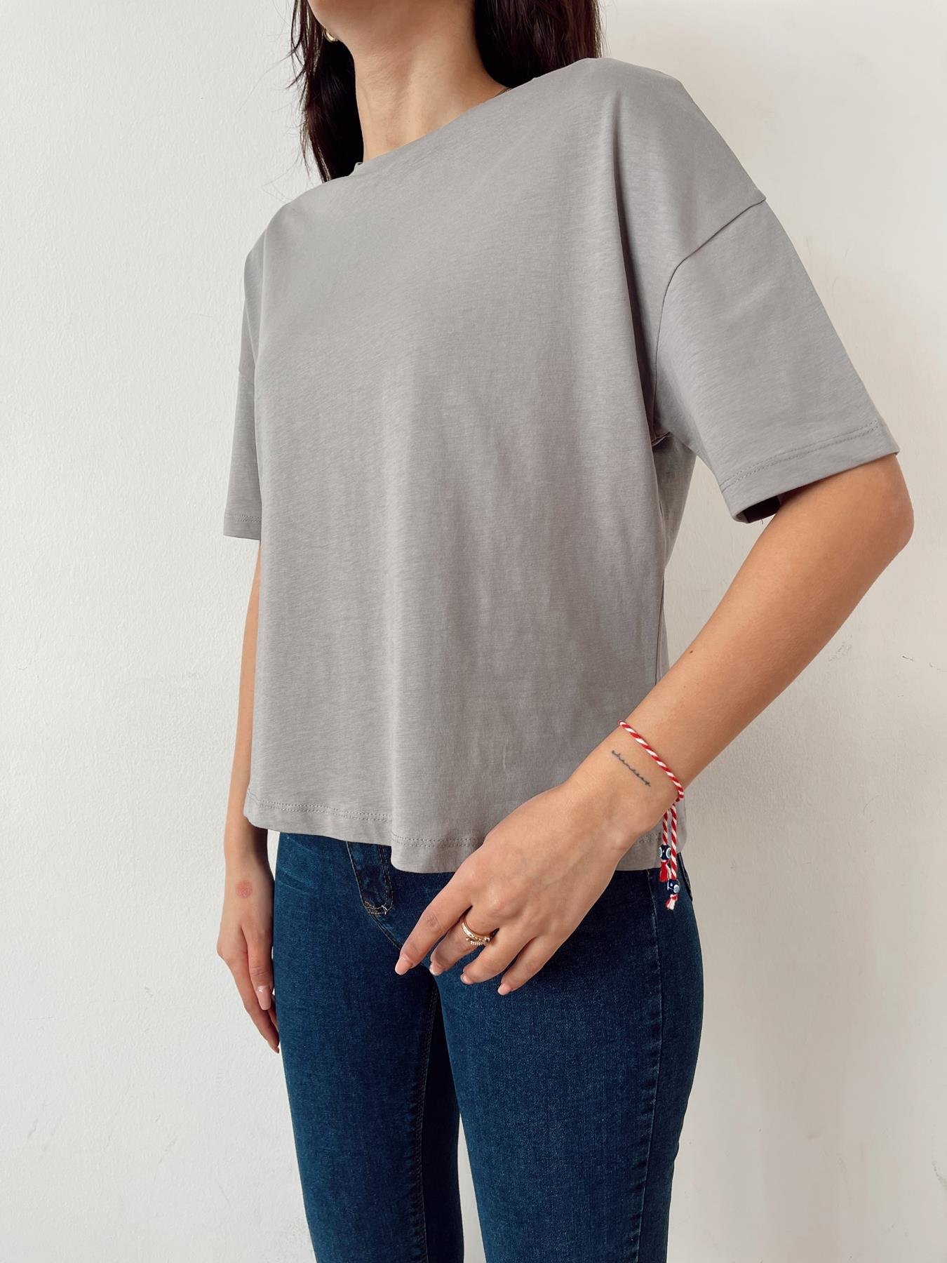 Basic Yıkamalı Tişört GRİ