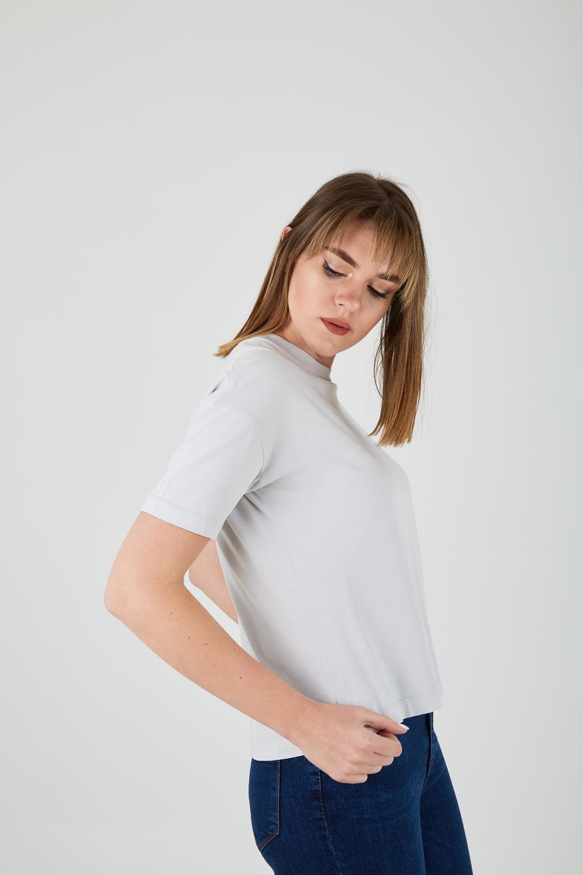 Basic Yıkamalı Tişört GRİ