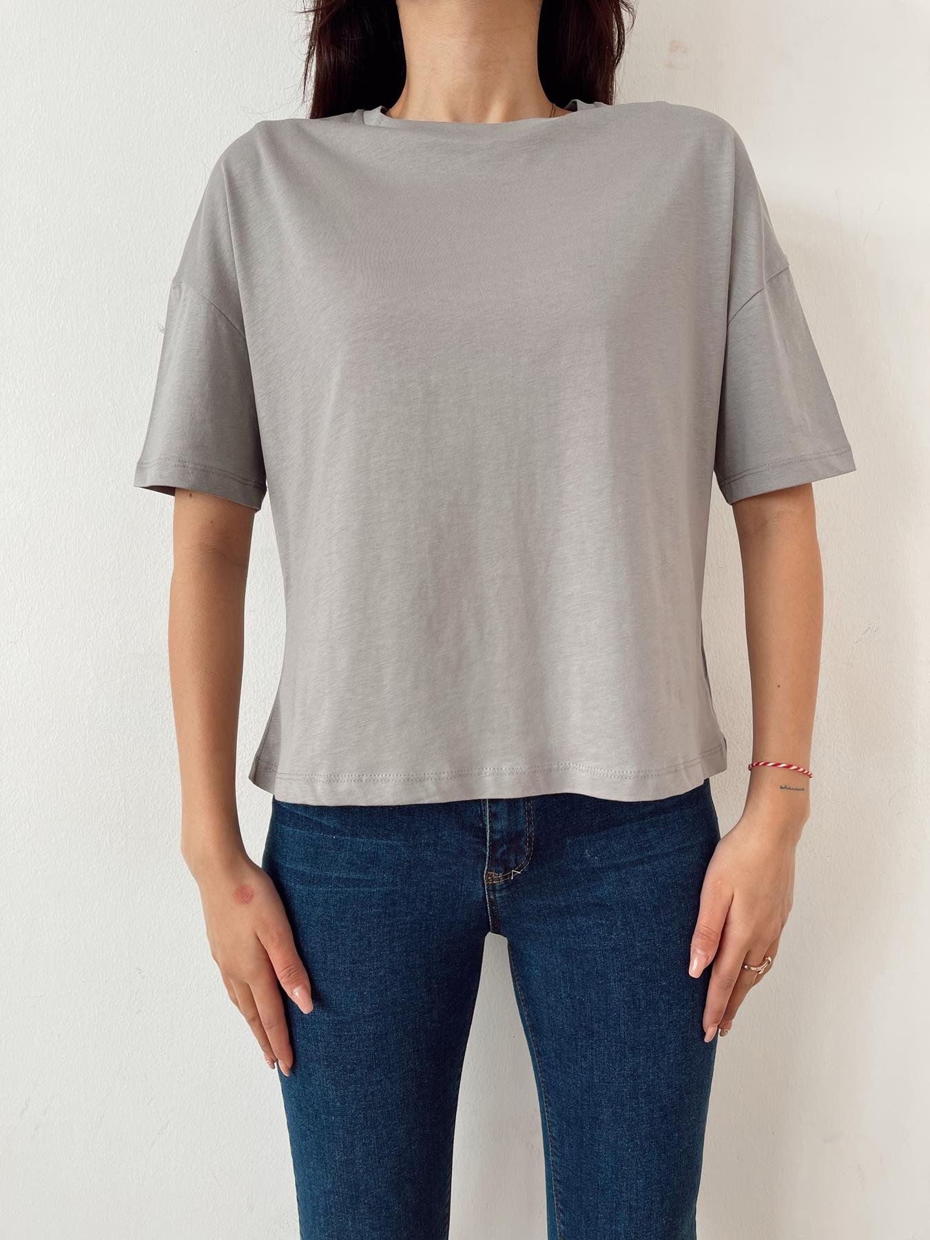 Basic Yıkamalı Tişört GRİ