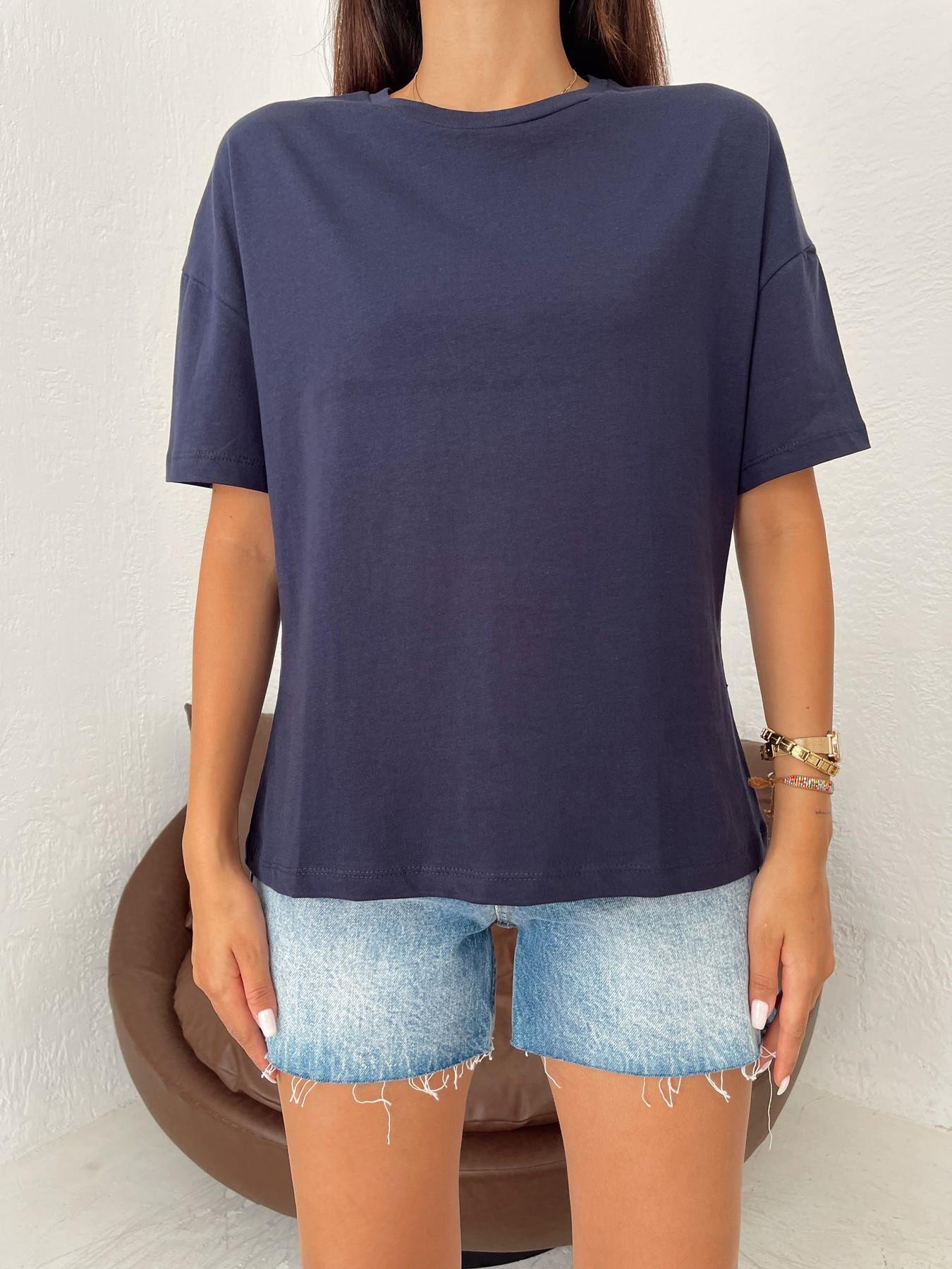 Basic Yıkamalı Tişört LACİVERT