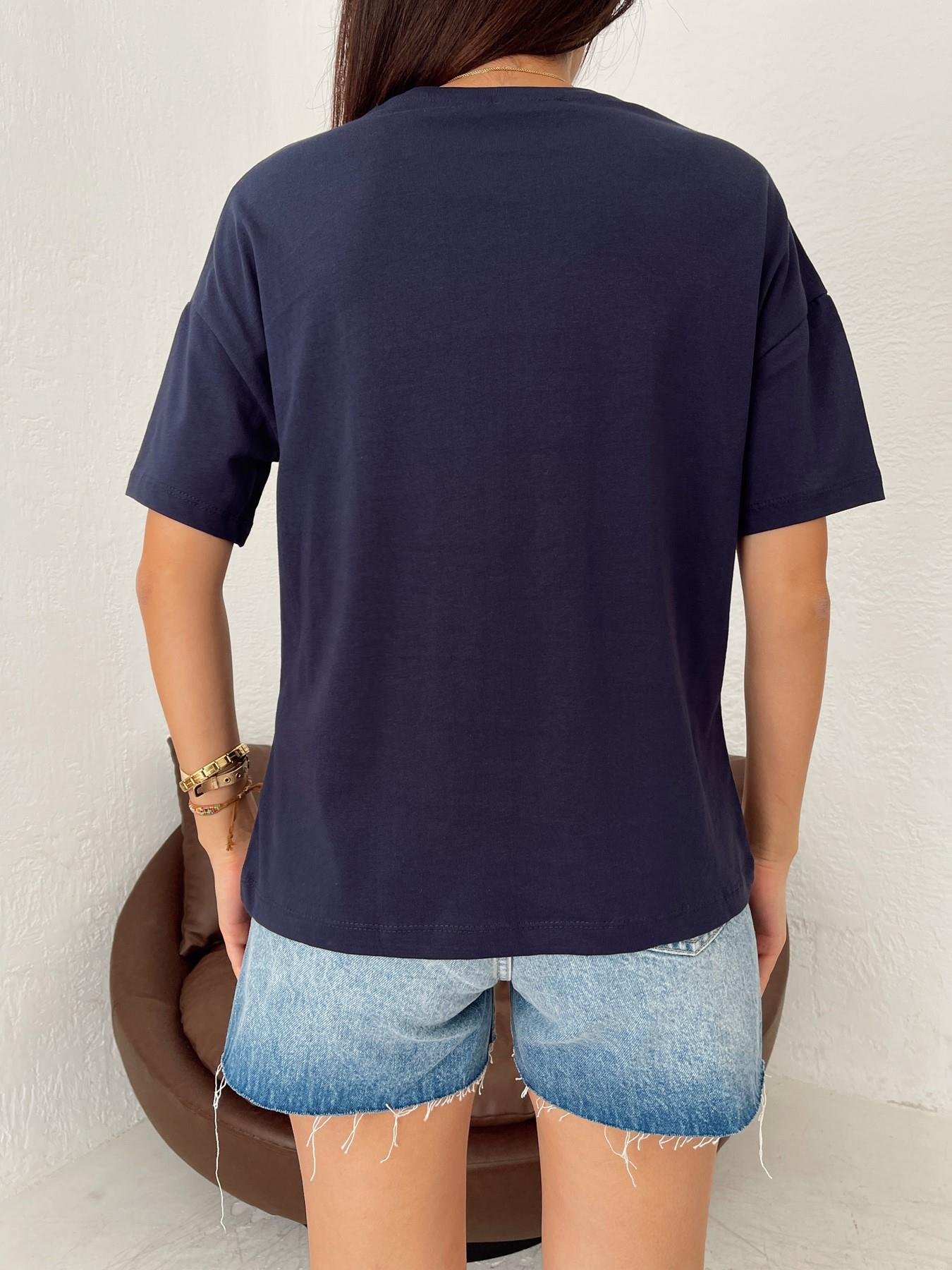 Basic Yıkamalı Tişört LACİVERT