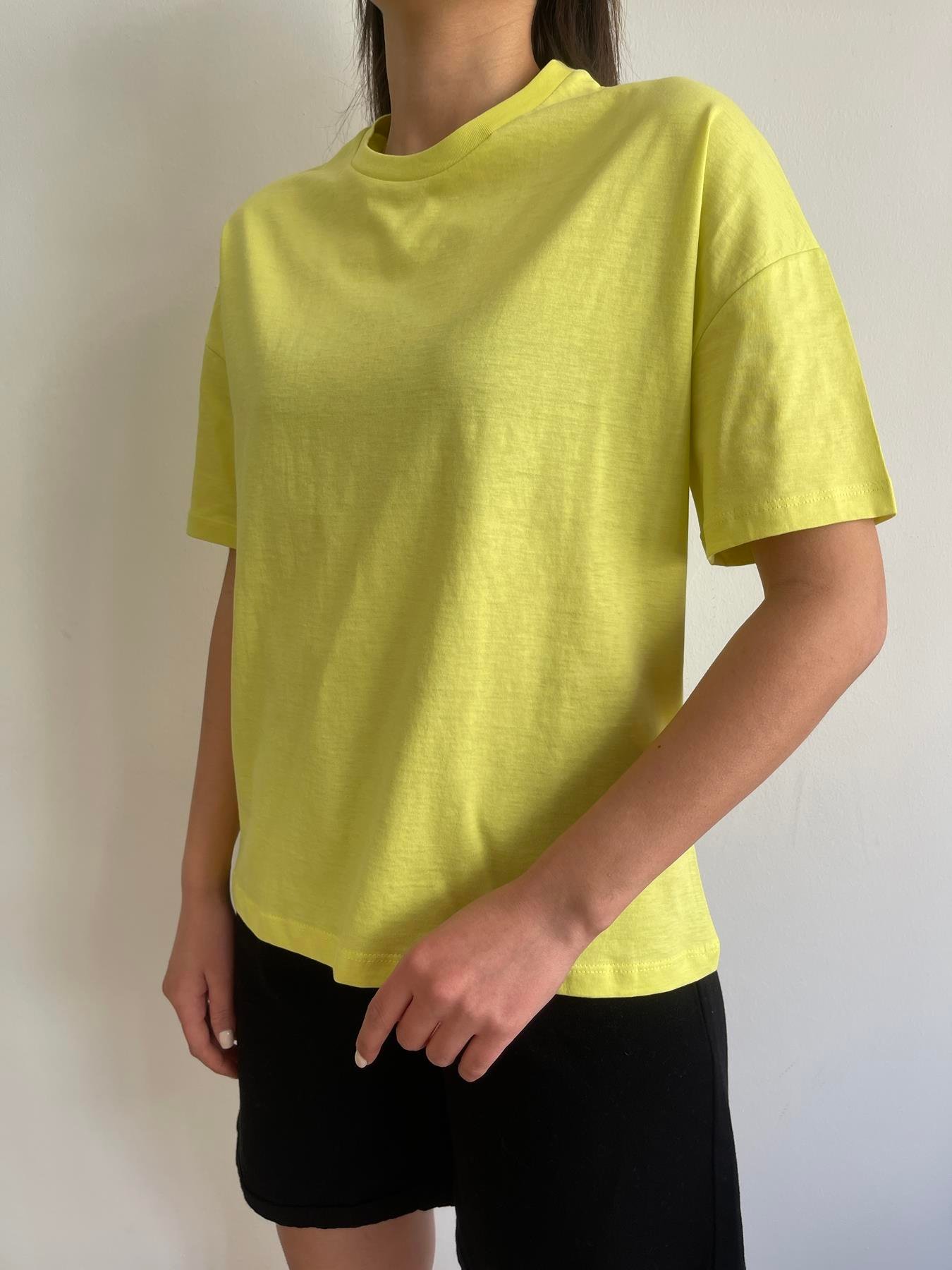 Basic Yıkamalı Tişört LİME