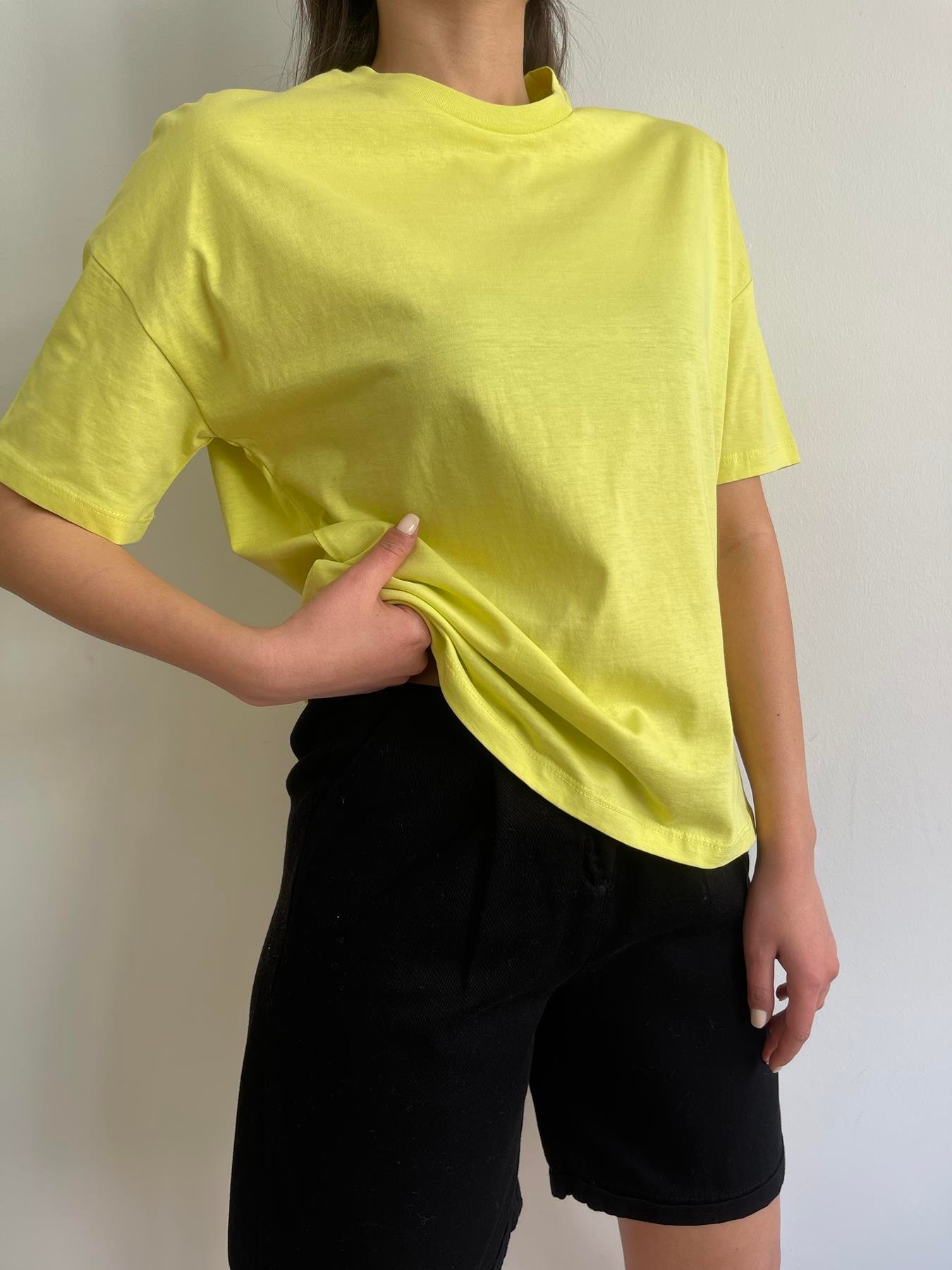 Basic Yıkamalı Tişört LİME