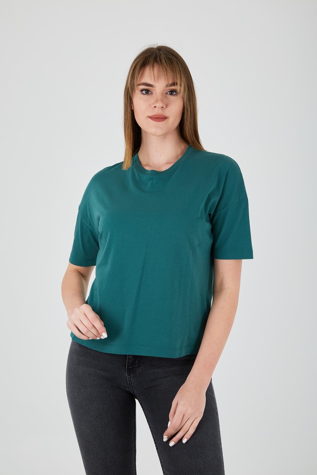 Basic Yıkamalı Tişört PETROL