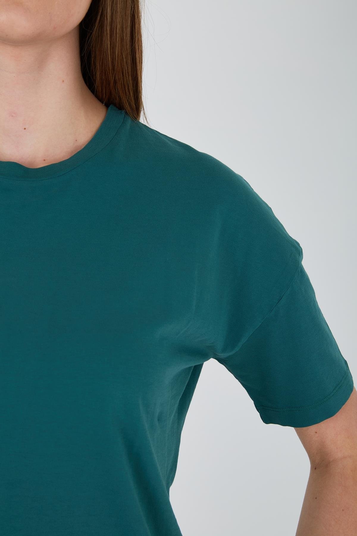 Basic Yıkamalı Tişört PETROL