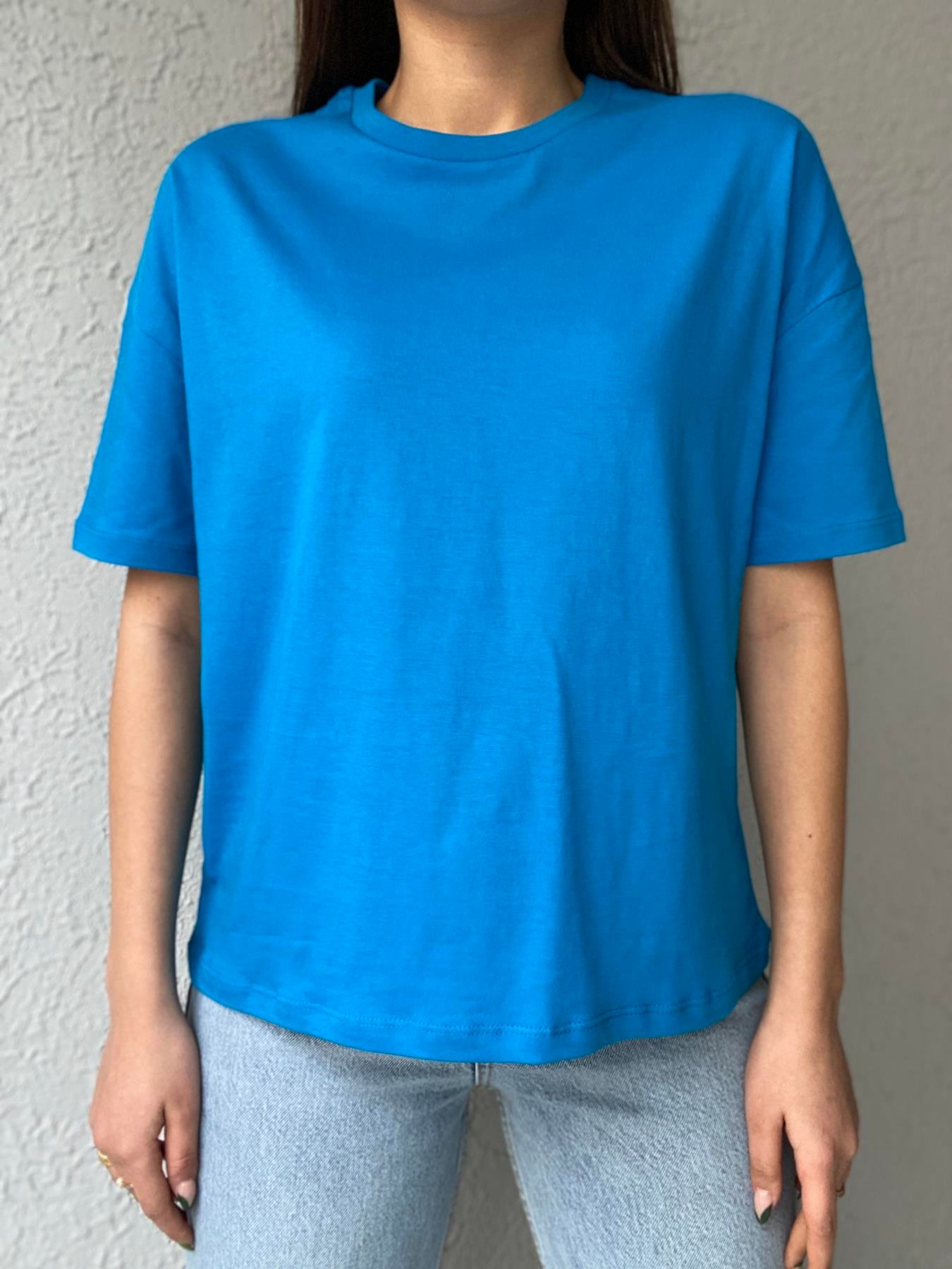 Basic Yıkamalı Tişört SAKS