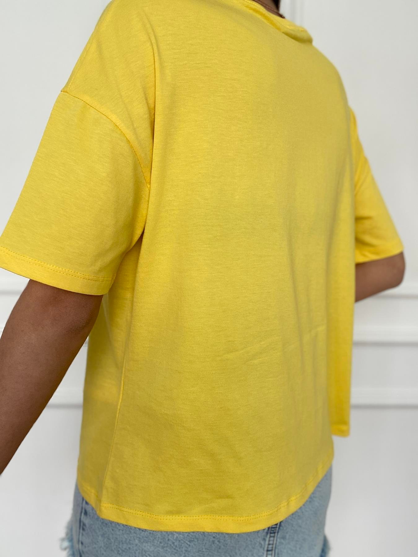 Basic Yıkamalı Tişört SARI