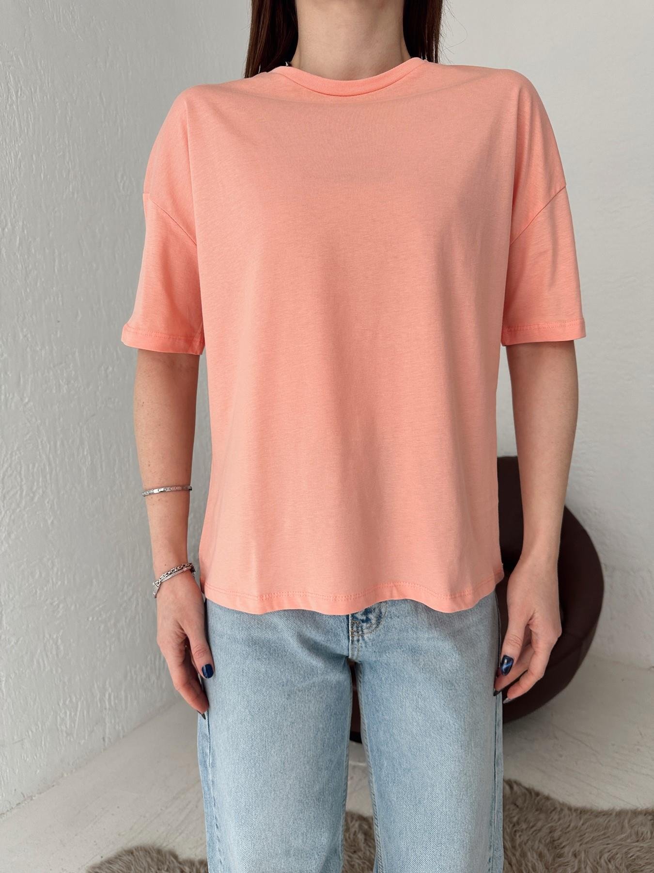 Basic Yıkamalı Tişört ŞEFTALİ