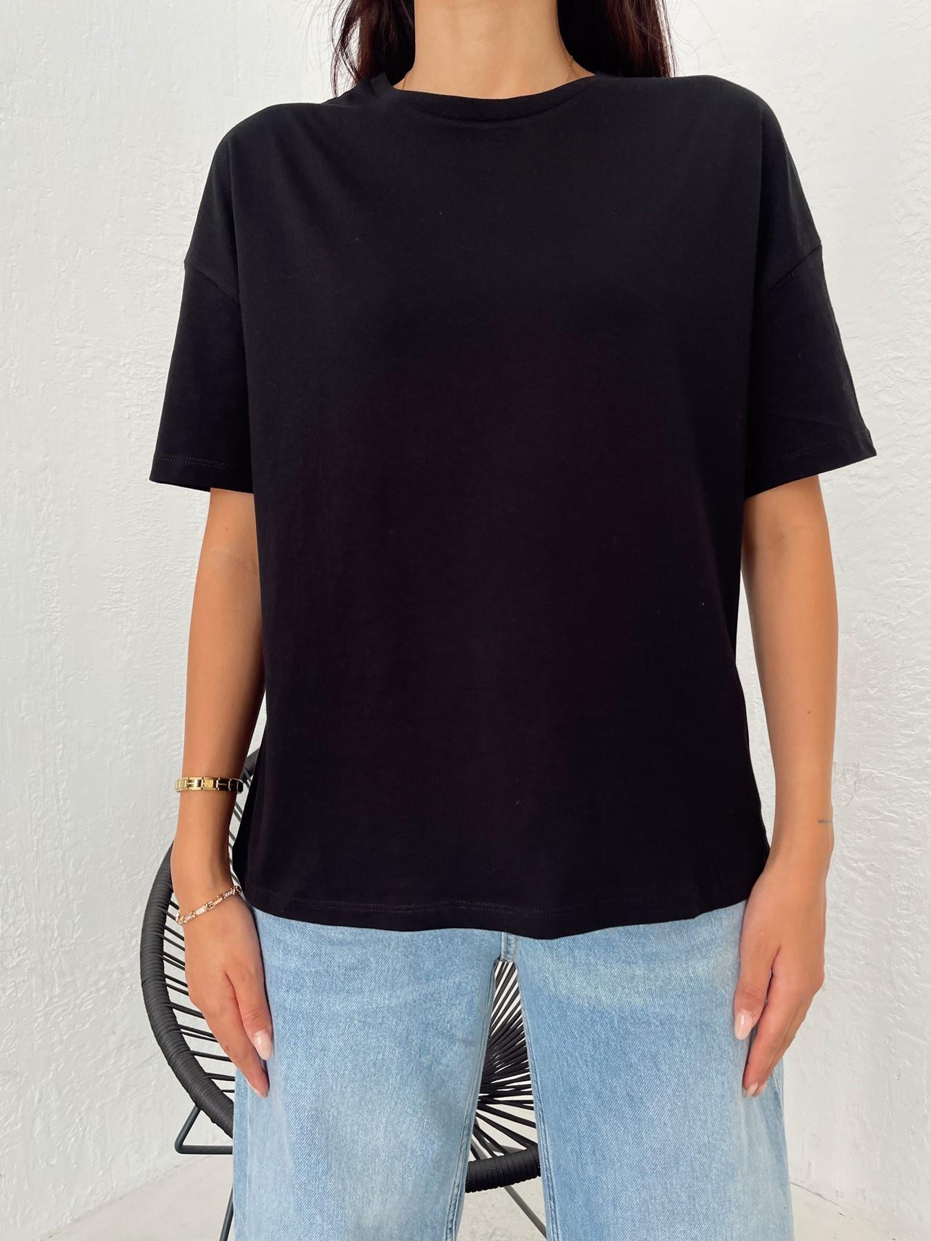 Basic Yıkamalı Tişört SİYAH