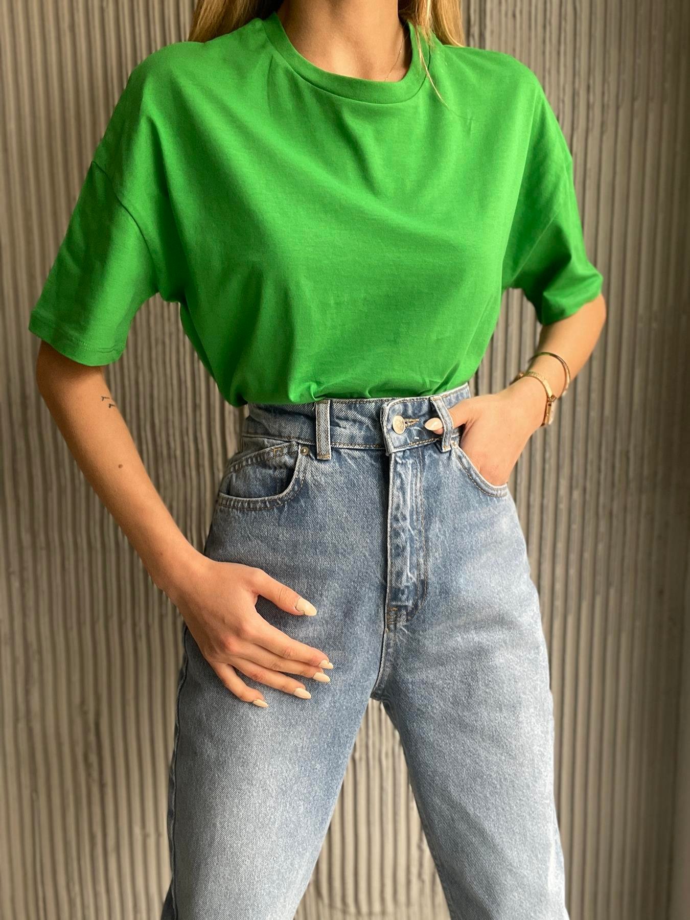 Basic Yıkamalı Tişört YEŞİL