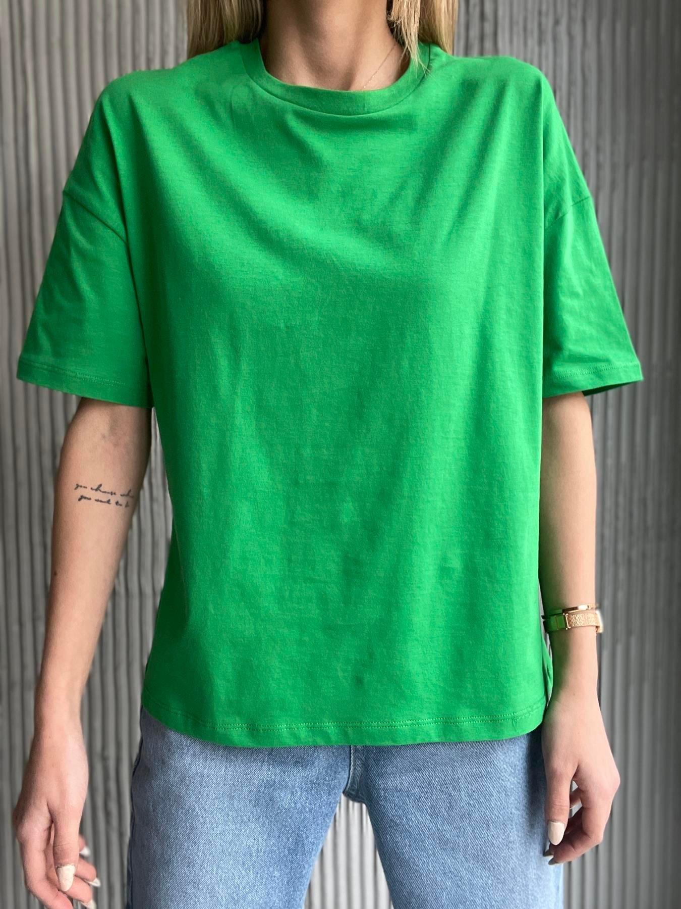 Basic Yıkamalı Tişört YEŞİL