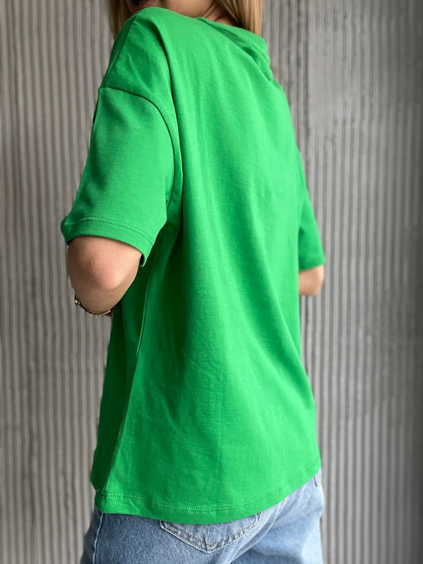 Basic Yıkamalı Tişört YEŞİL