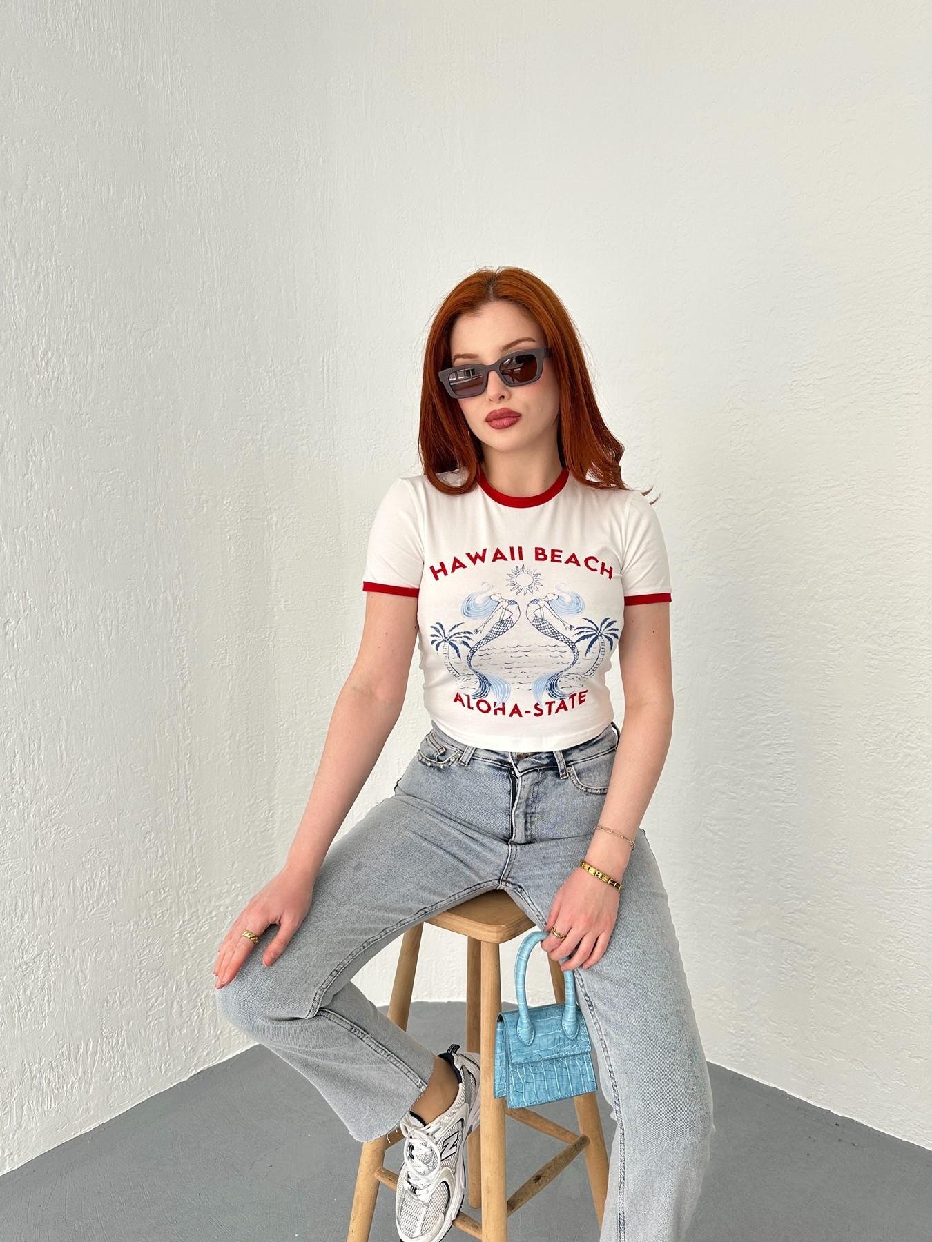 Baskılı Tişört Ekru