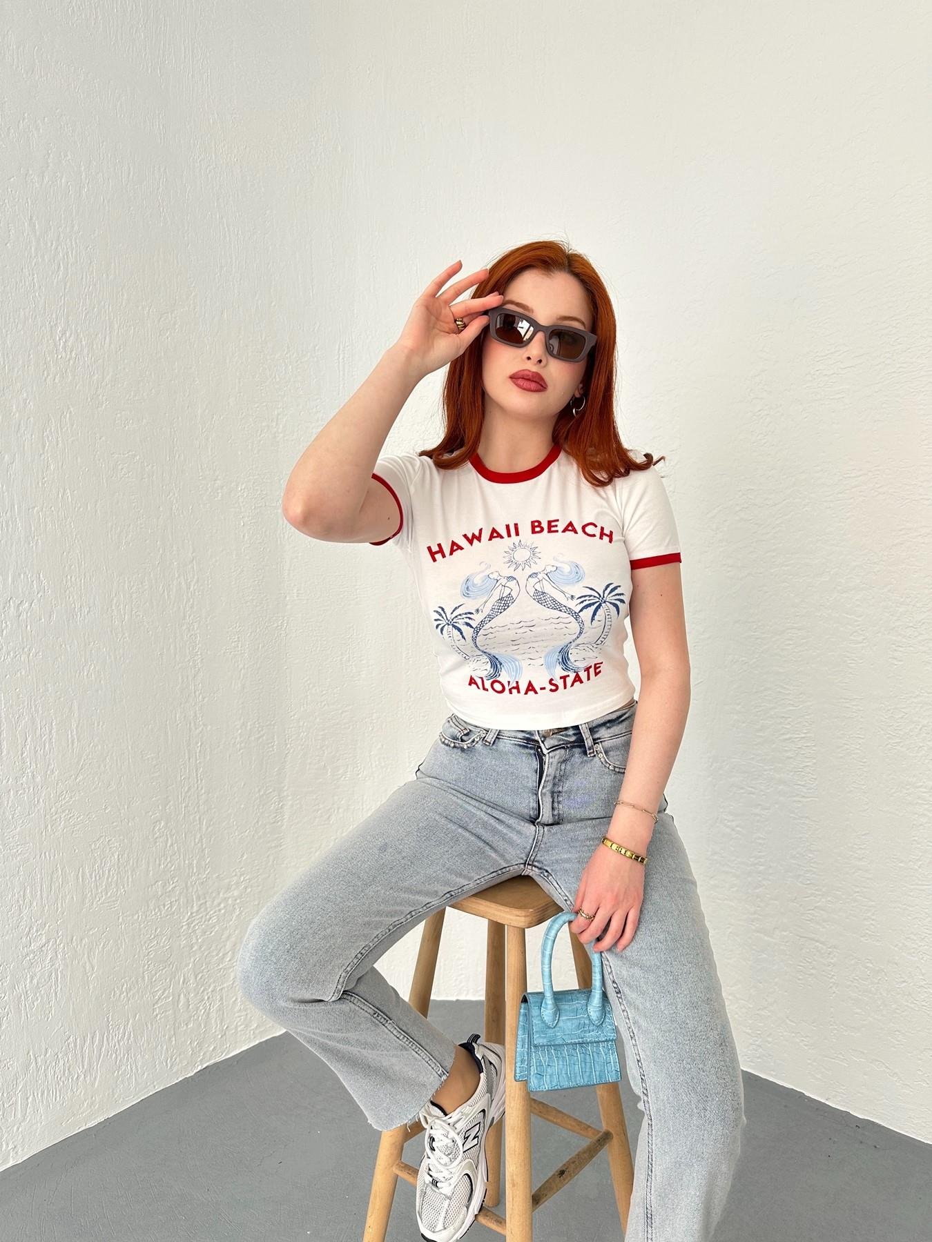 Baskılı Tişört Ekru