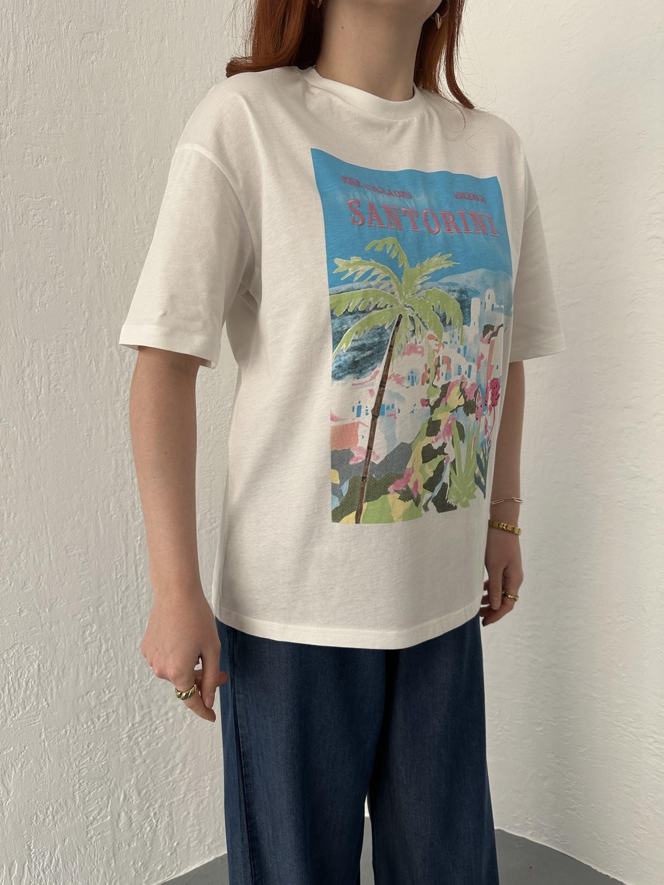 Baskılı Ve Nakışlı Tişört Ekru