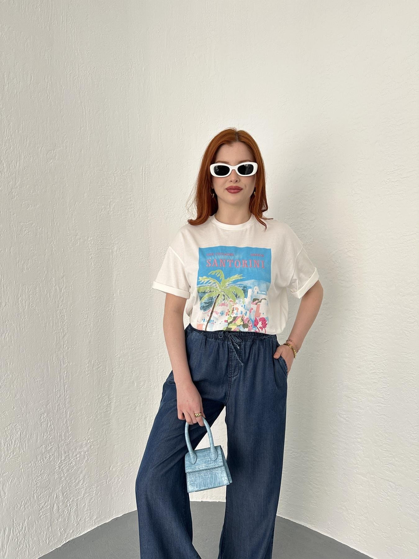 Baskılı Ve Nakışlı Tişört Ekru