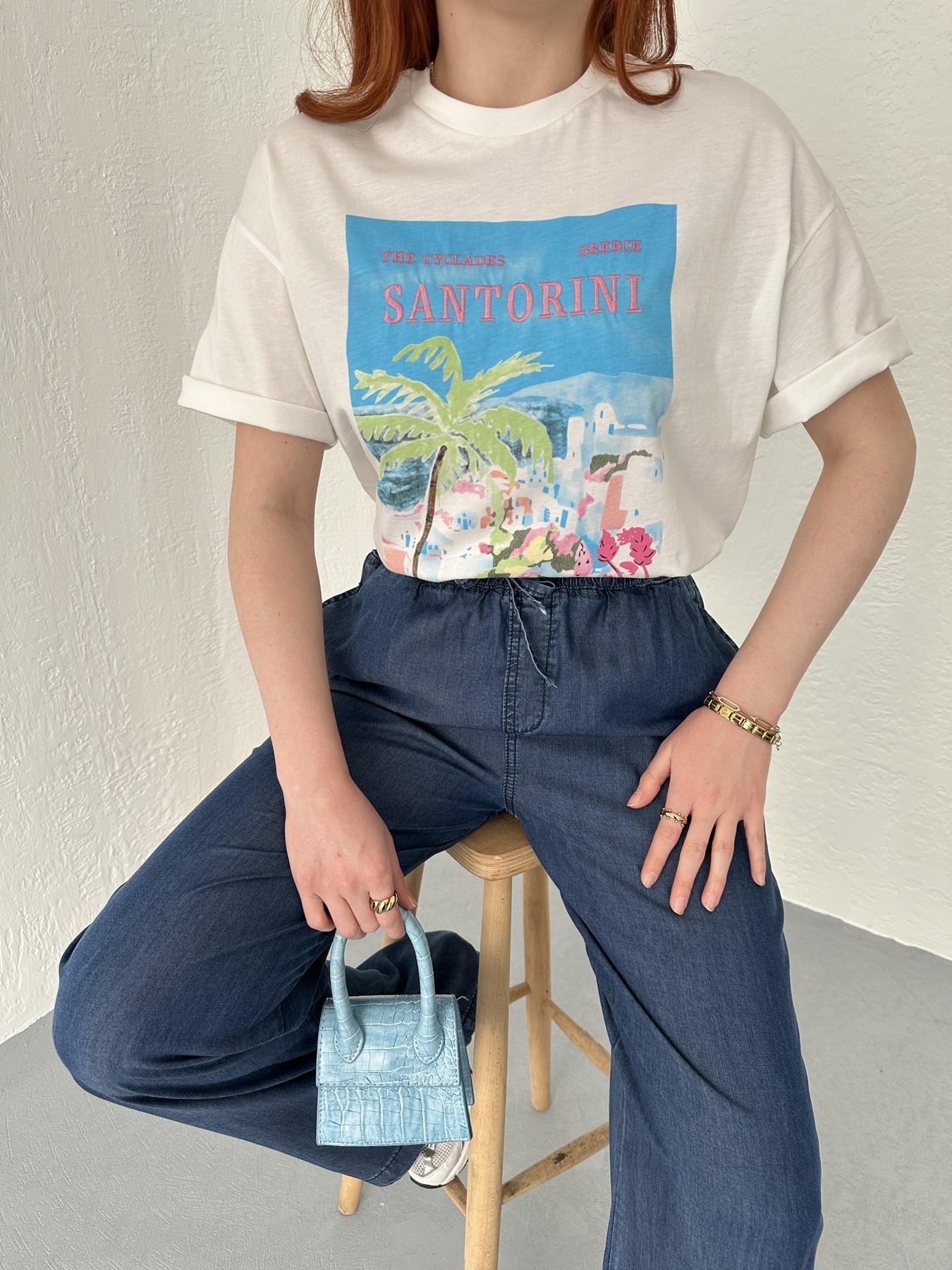 Baskılı Ve Nakışlı Tişört Ekru