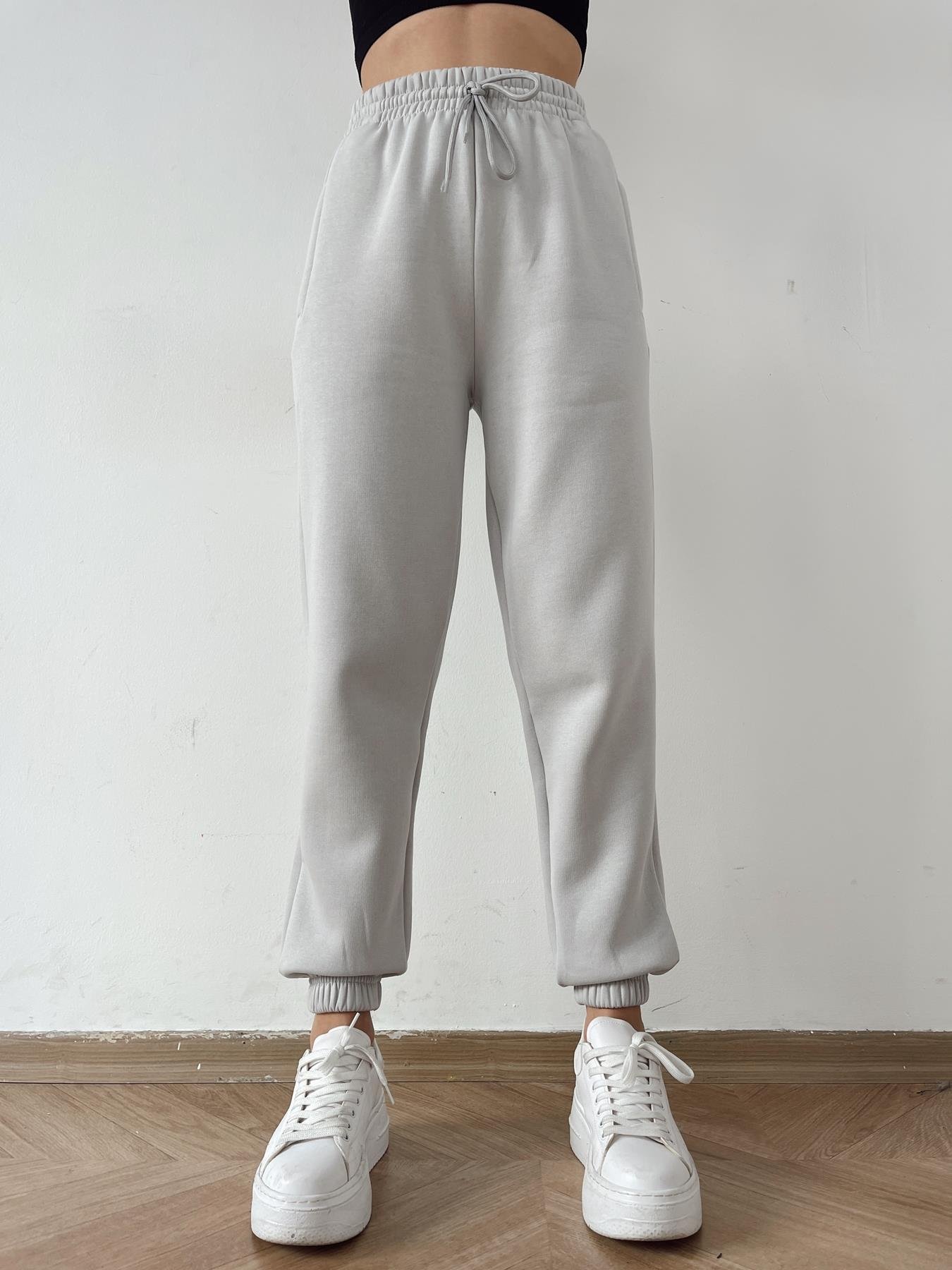 Bel Paça Lastikli 3 İplik Eşofman Altı GRİ