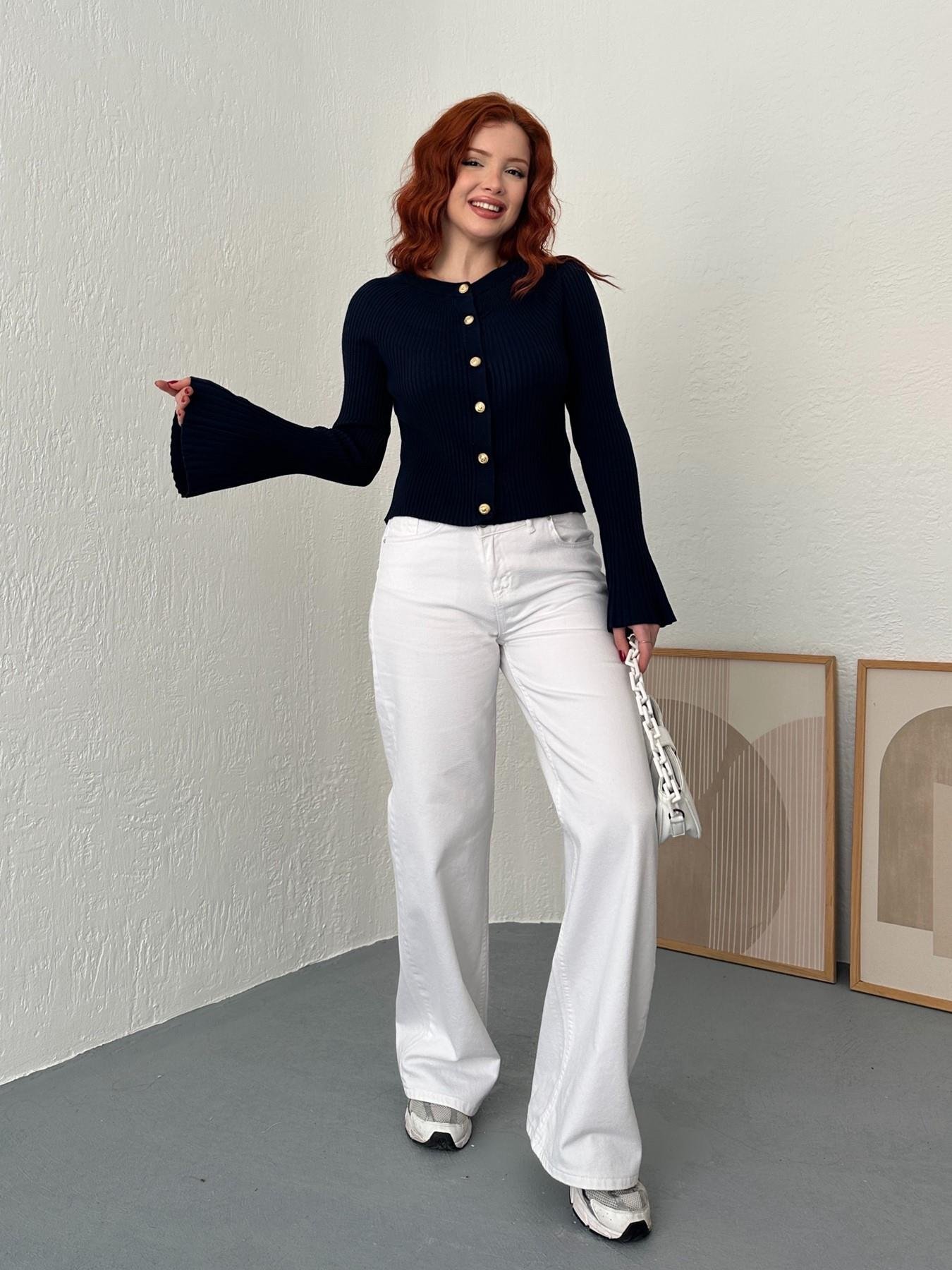 Beli Asimetrik Pantolon Beyaz