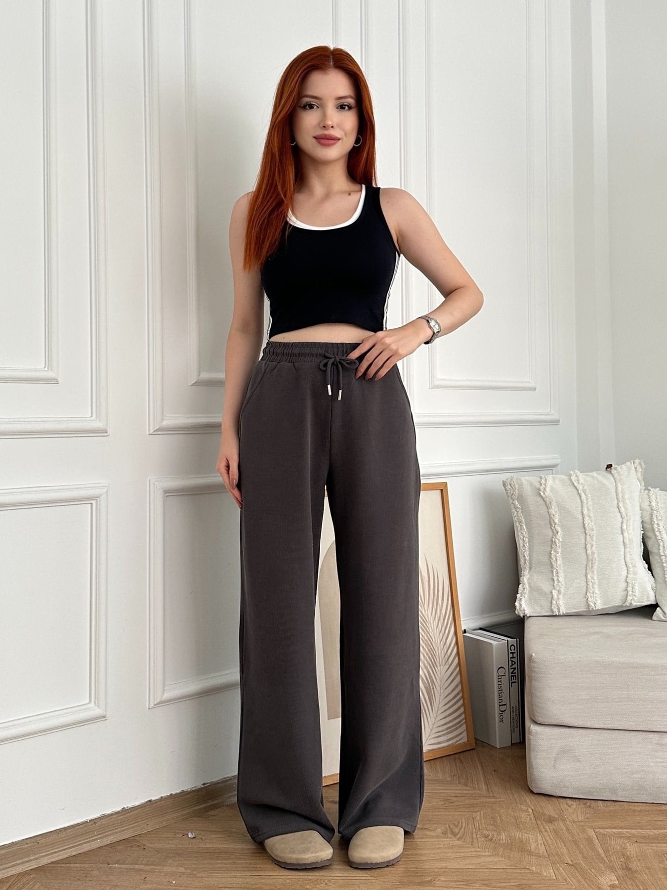 Beli İpli Relax Fit Eşofman Antrasit