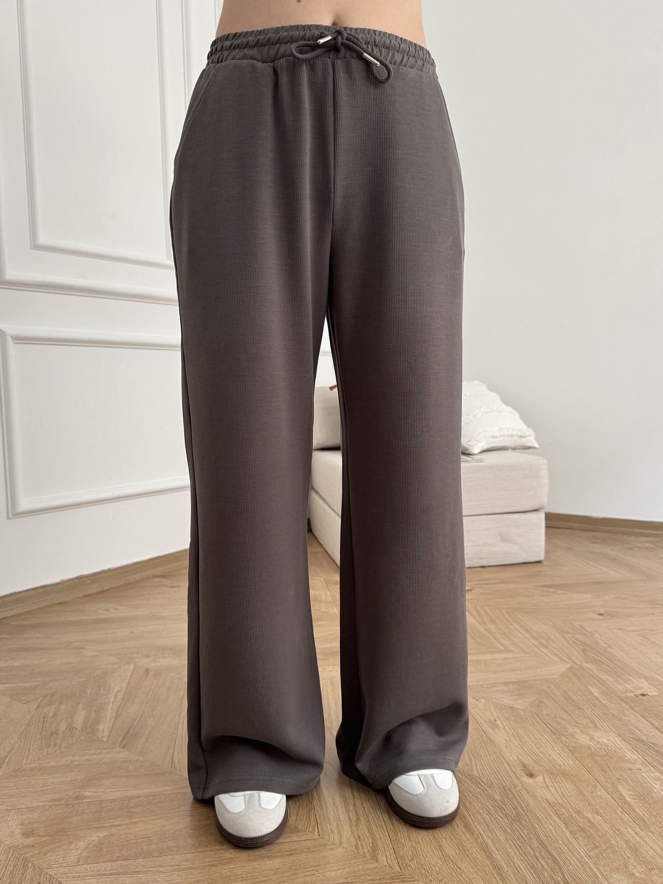 Beli İpli Relax Fit Eşofman Kömür