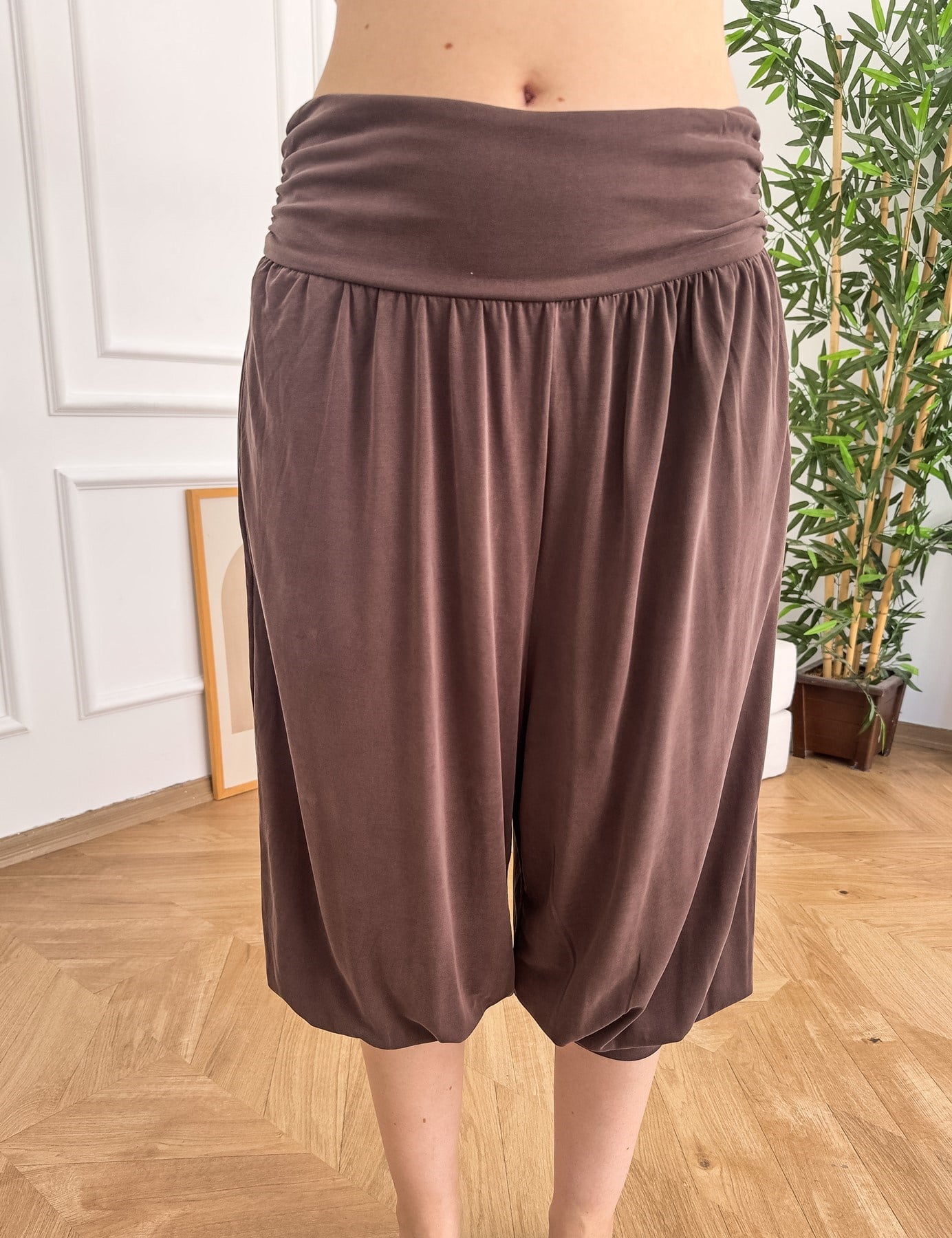 Beli Korsajlı Şalvar Pantolon Kahve