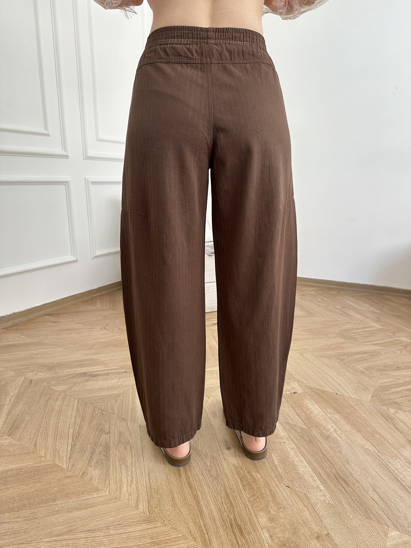 Beli Lastikli Balon Pantolon Acı kahve