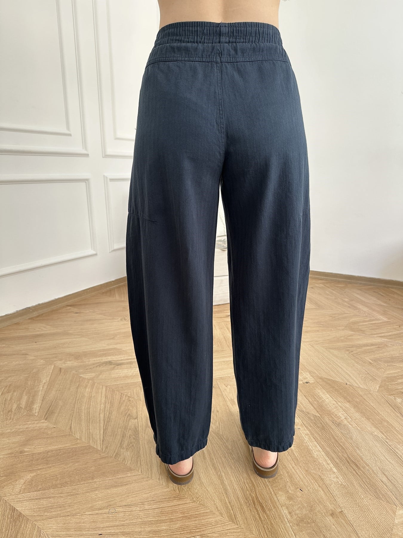 Beli Lastikli Balon Pantolon Lacivert