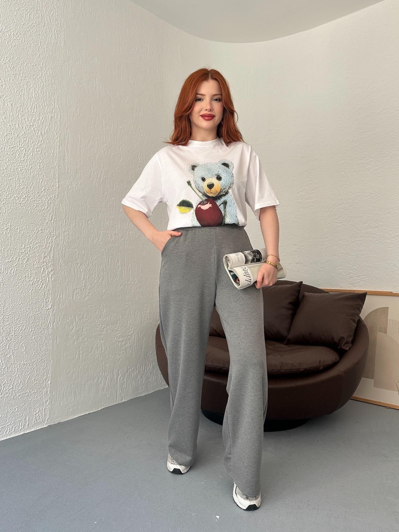 Beli Lastikli Bol Paça Eşofman Altı Antrasit melanj